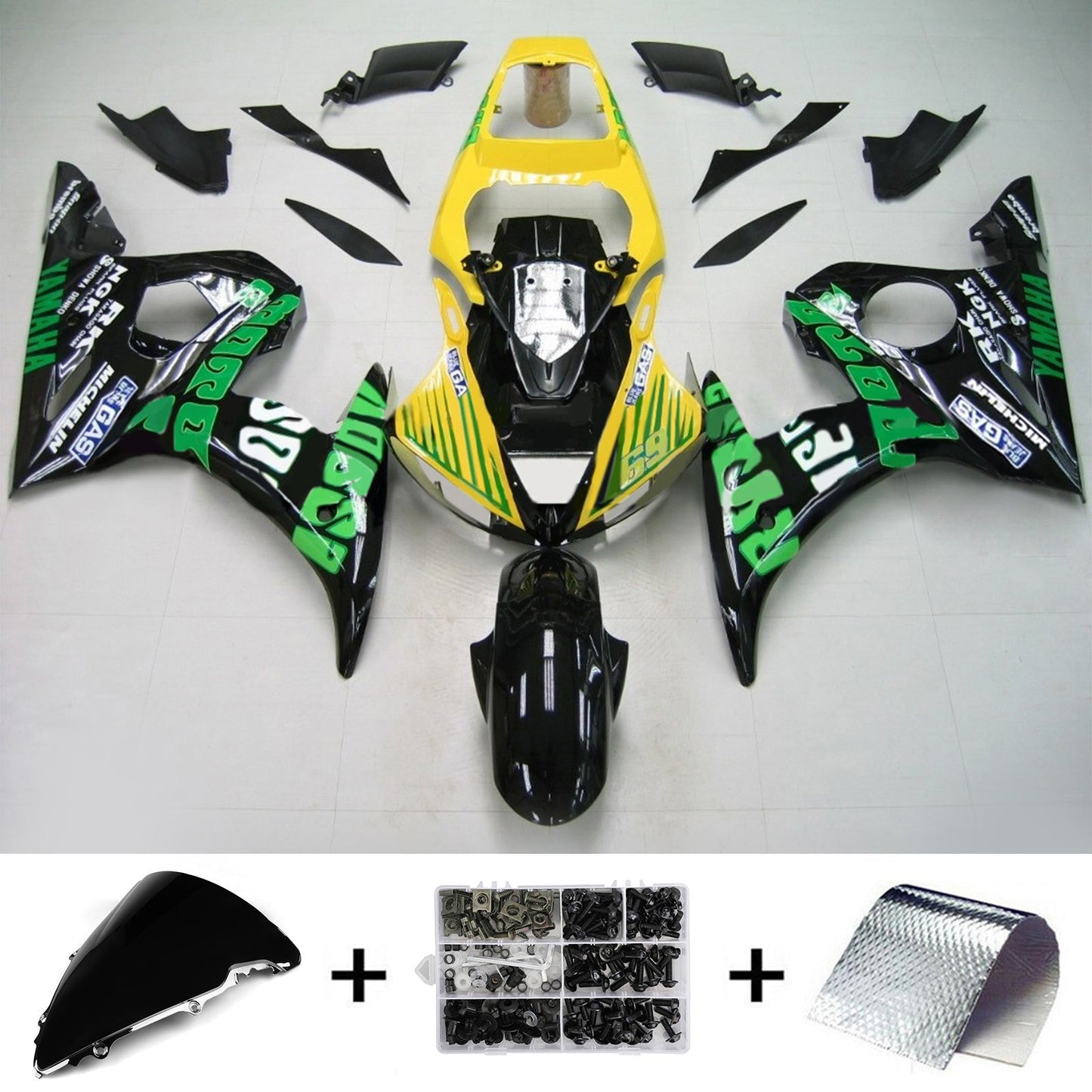 2005 Yamaha YZF 600 R6 Injection Fairing Kit Bodywork Plastic ABS #155