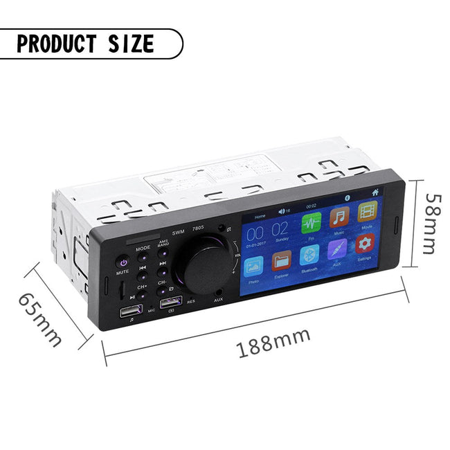 MP5 Car Player 1 Din 4.1 Inch Touch Screen Car Stereo Bluetooth + Backup Camera