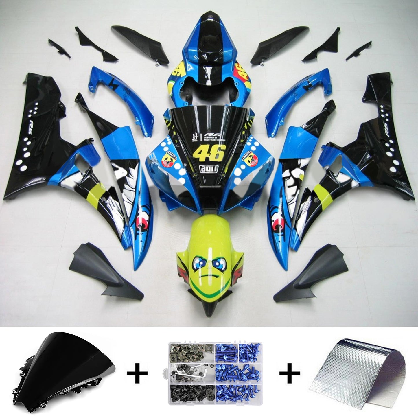 2006-2007 Yamaha YZF 600 R6 Amotopart Injection Fairing Kit Bodywork Plastic ABS #138