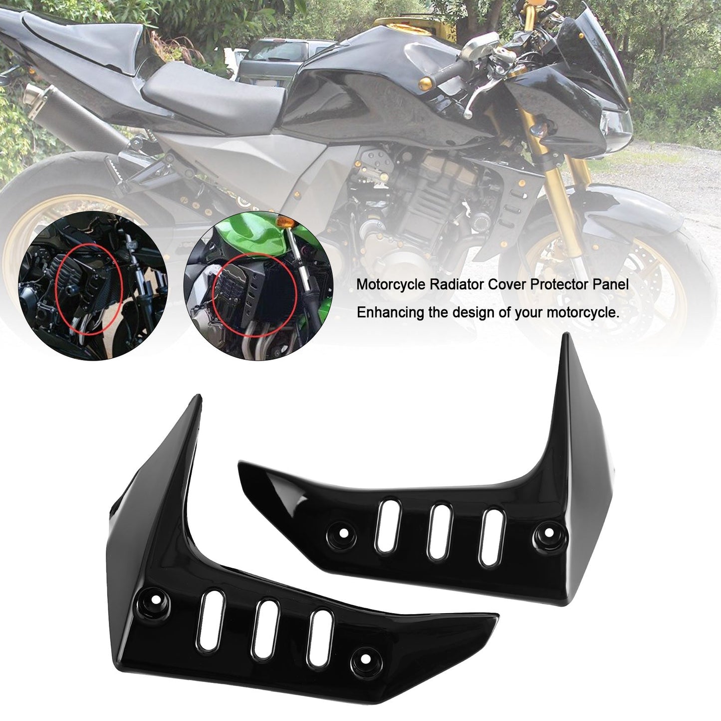 Motorcycle Radiator Cover Protector Panel For Kawasaki Z750 2004-2007 Black