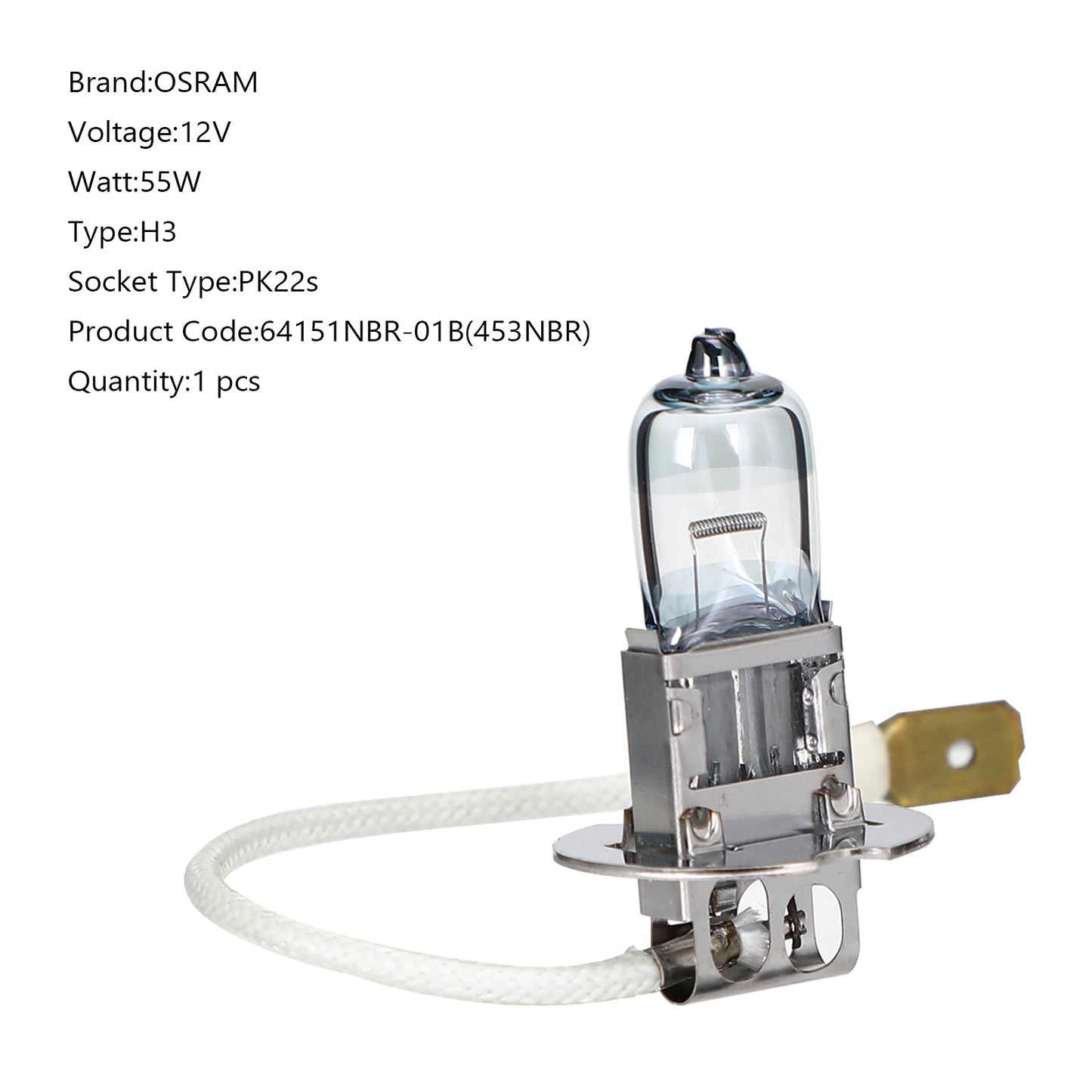 H3 For OSRAM NIGHT BREAKER Car Headlight Lamp Up to +90% Light 12V55W 64151NBR