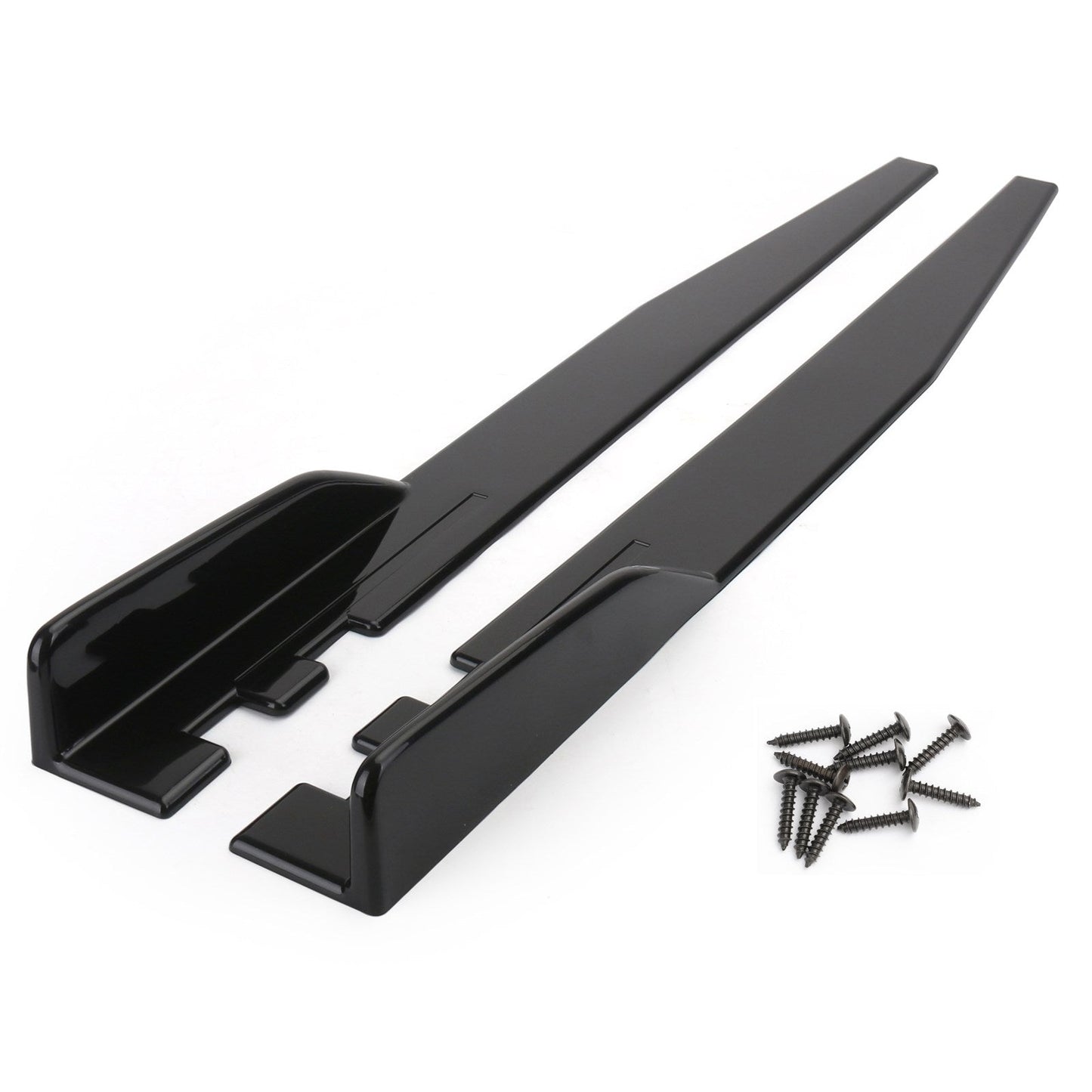 Pair 120cm Car Gloss Black Side Skirts Rocker Splitters Diffuser Winglet Wings