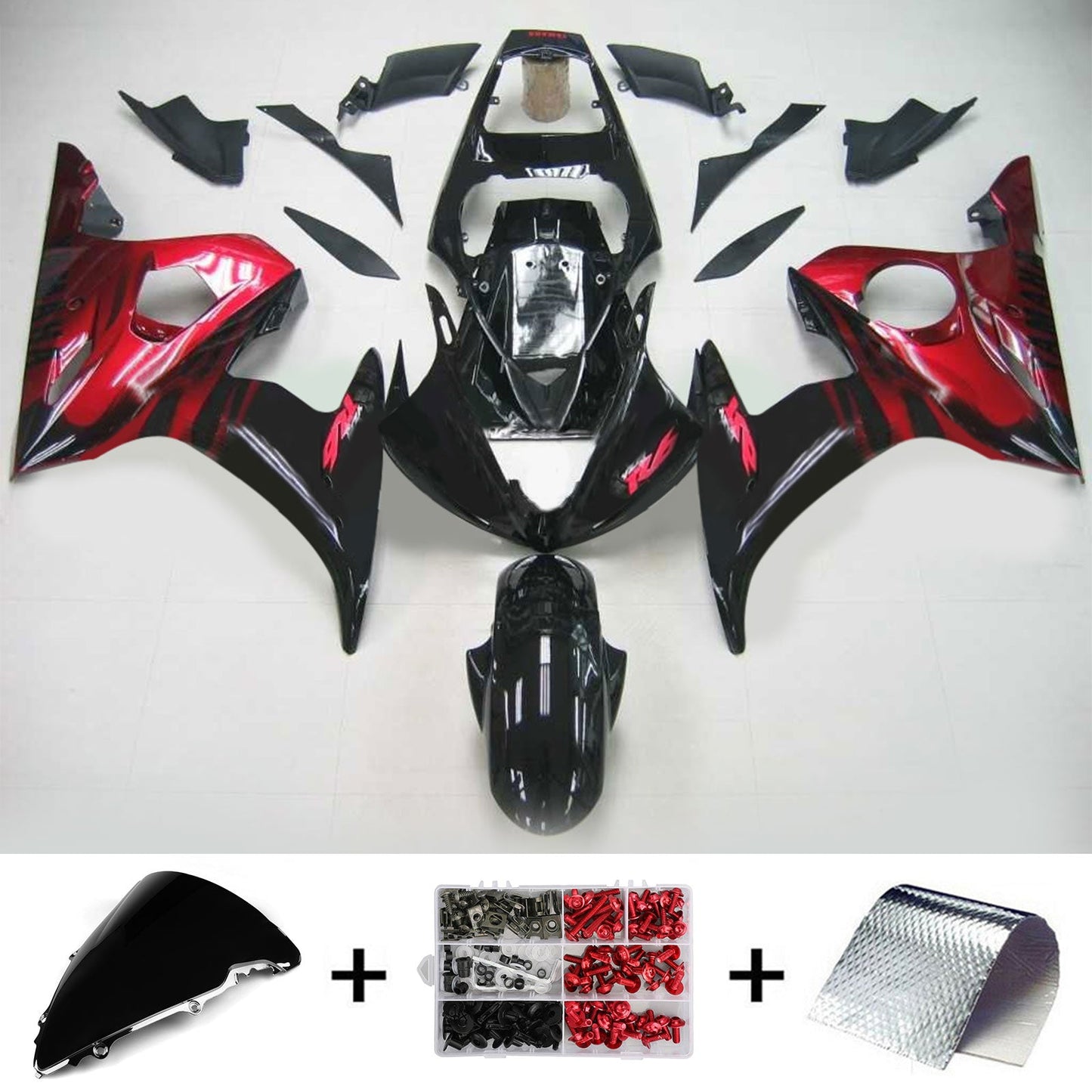 2005 Yamaha YZF 600 R6 Amotopart Injection Fairing Kit Bodywork Plastic ABS #117