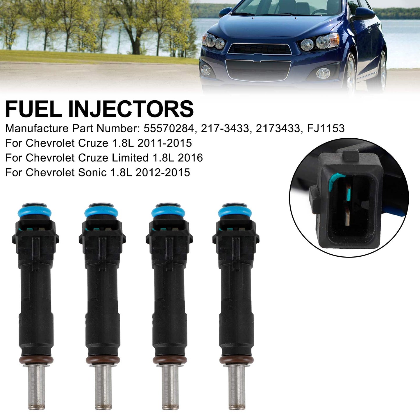 4PCS Fuel Injectors 55570284 Fit Chevrolet Cruze Sonic 1.8L 2011-2015 217-3433