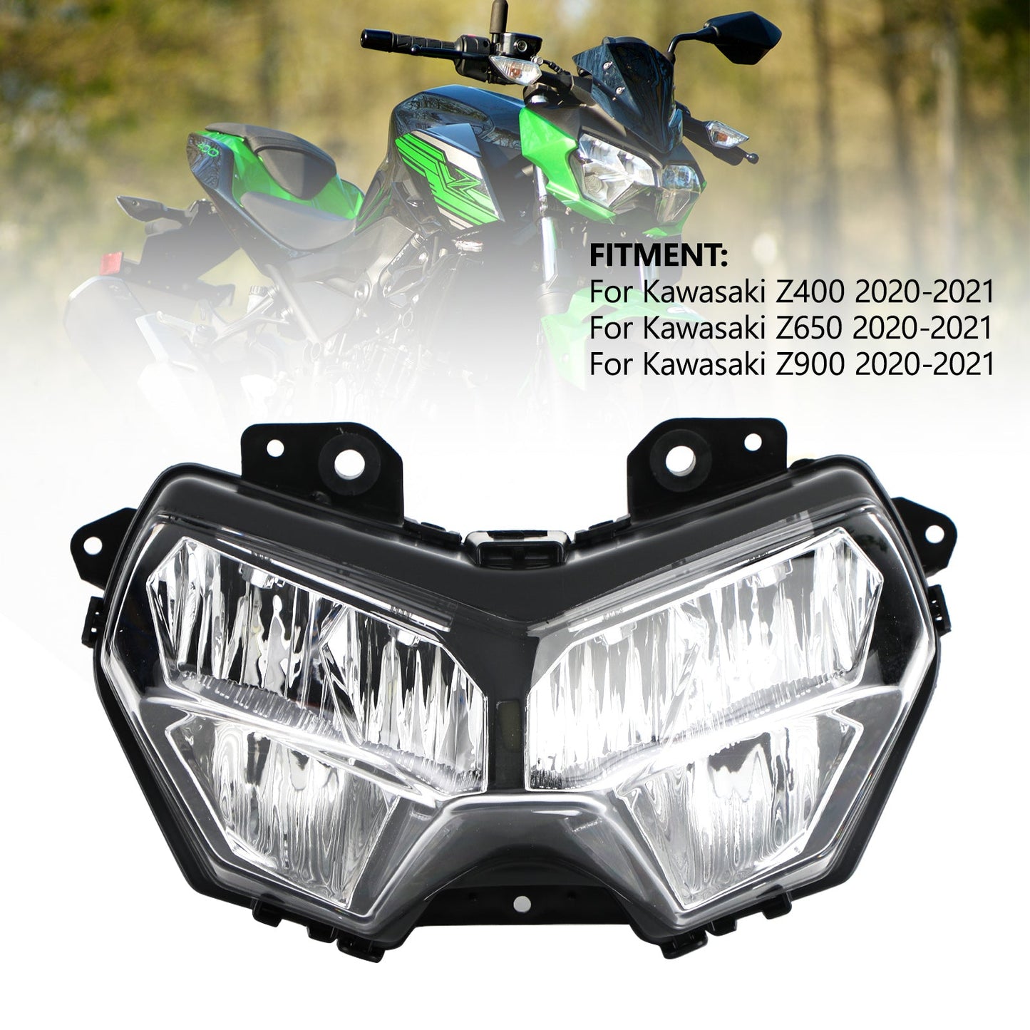 Front Headlight Grille Headlamp Protector Clear For Kawasaki Z400 650 900 20-22