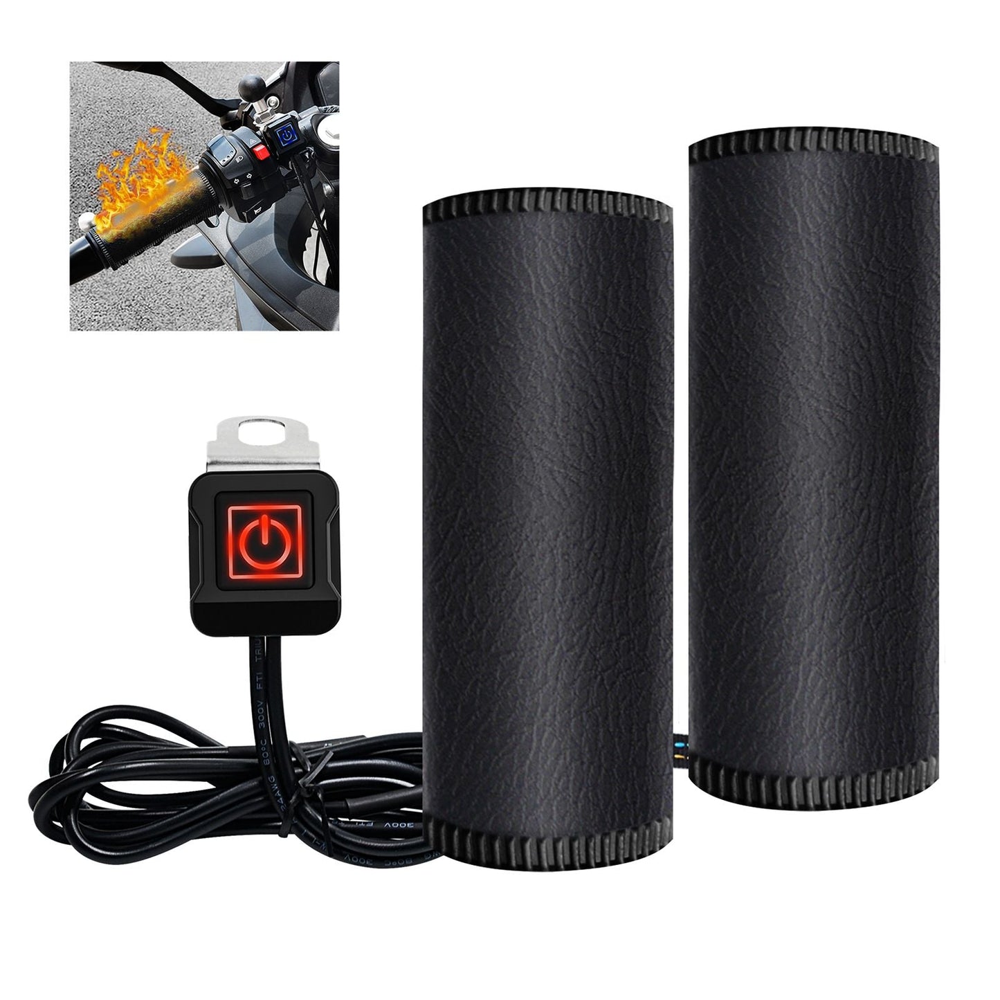 12V Warmer Heated Handlebar Adjustable Lacing Grips Universal For Motorcycle