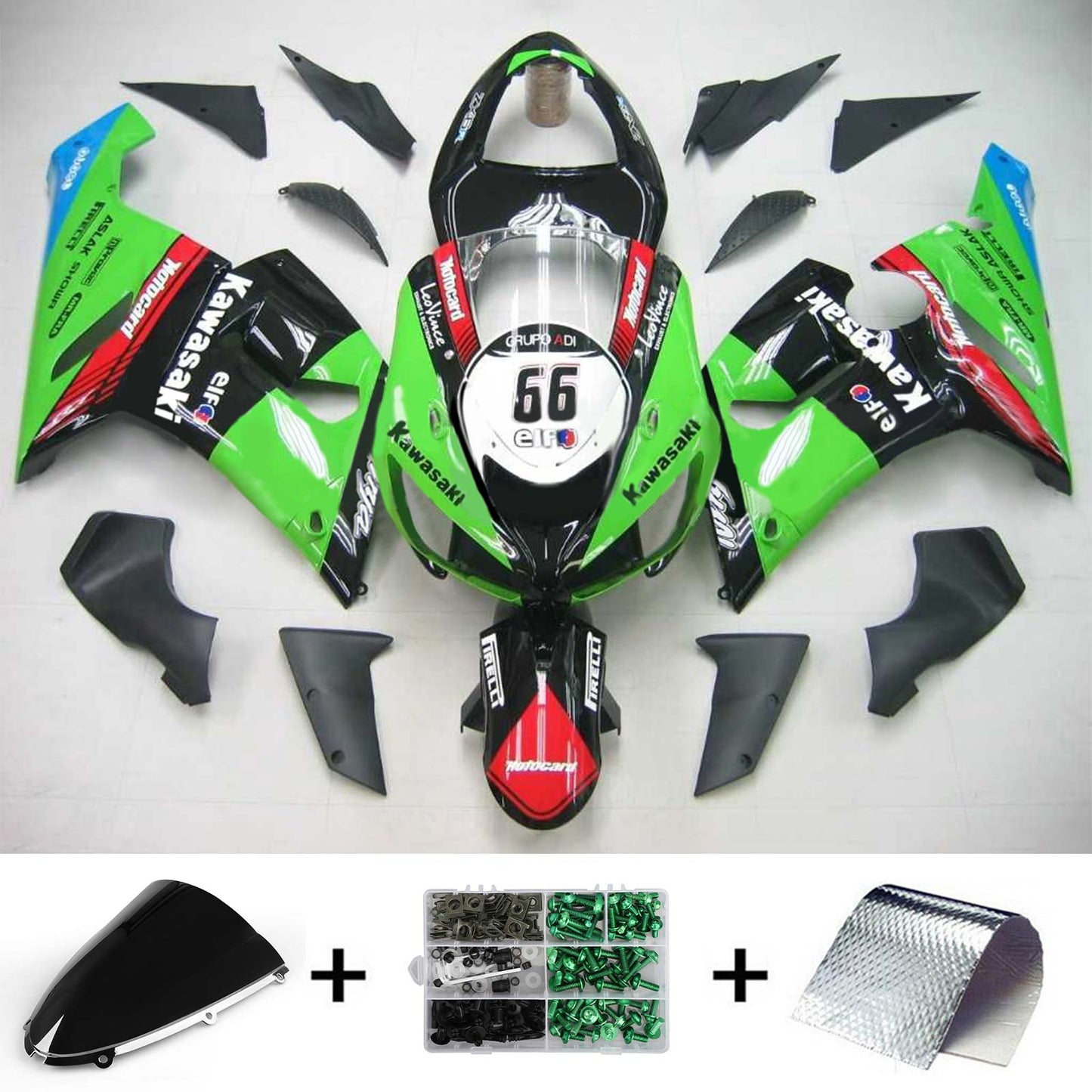 2005-2006 Kawasaki ZX6R 636 Amotopart Injection Fairing Kit Bodywork Plastic ABS #123