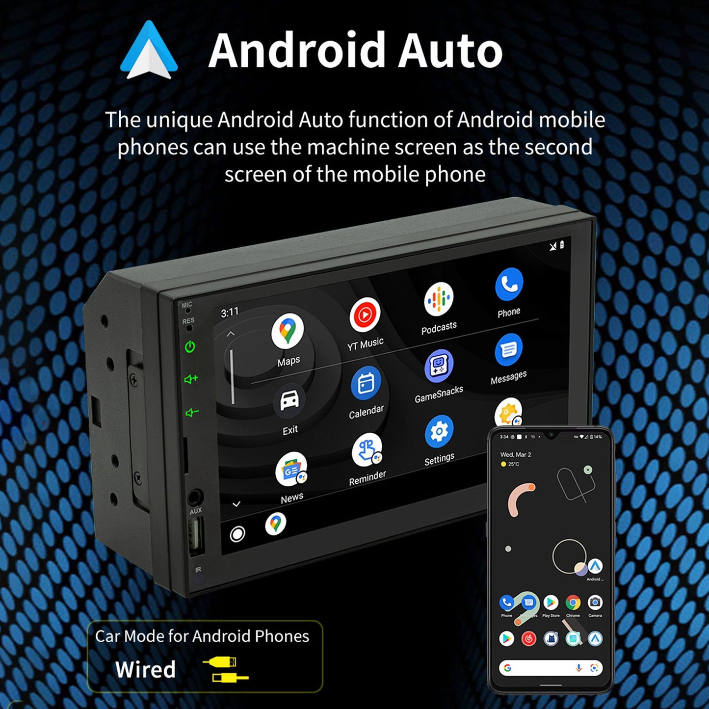 7" Wired Carplay Car MP5 Player Bluetooth MP3 Car Card Radio+ 4 LED Camera