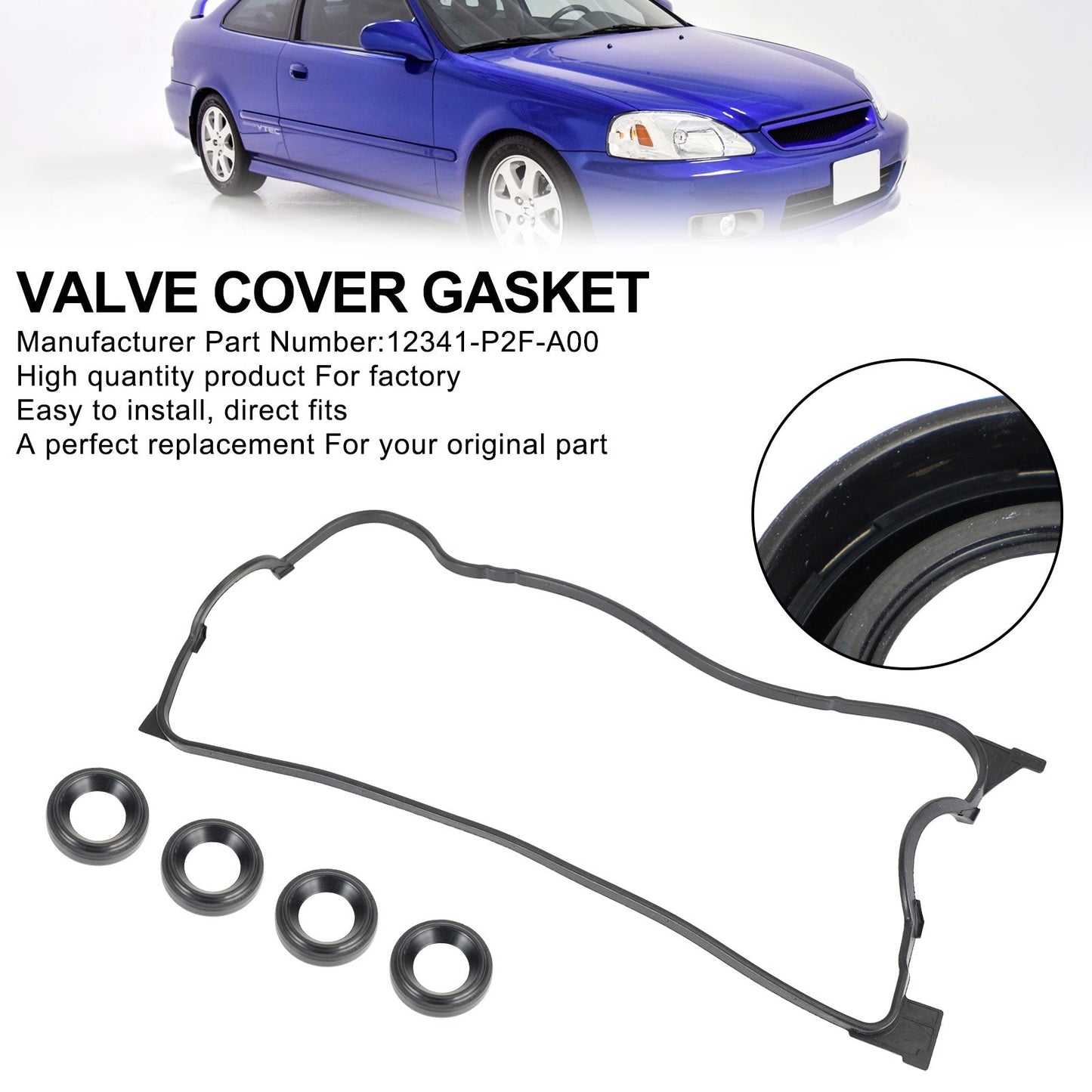 New Valve Cover Gasket for Honda Civic 1996-2000 12341-P2F-A00