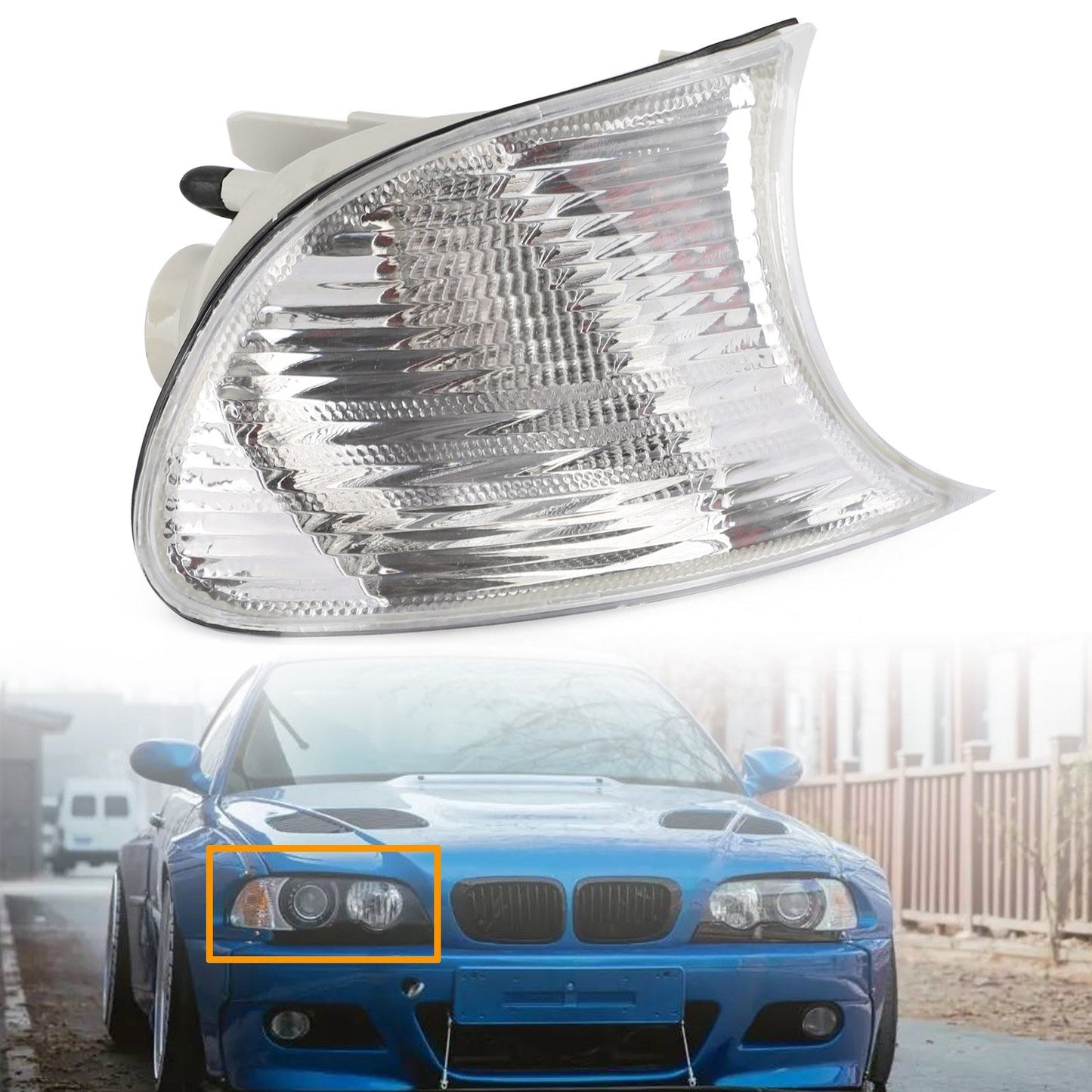 Left Corner Lights Turn Signal Lamps Fit For BMW E46 2 Doors 1998-2001 white