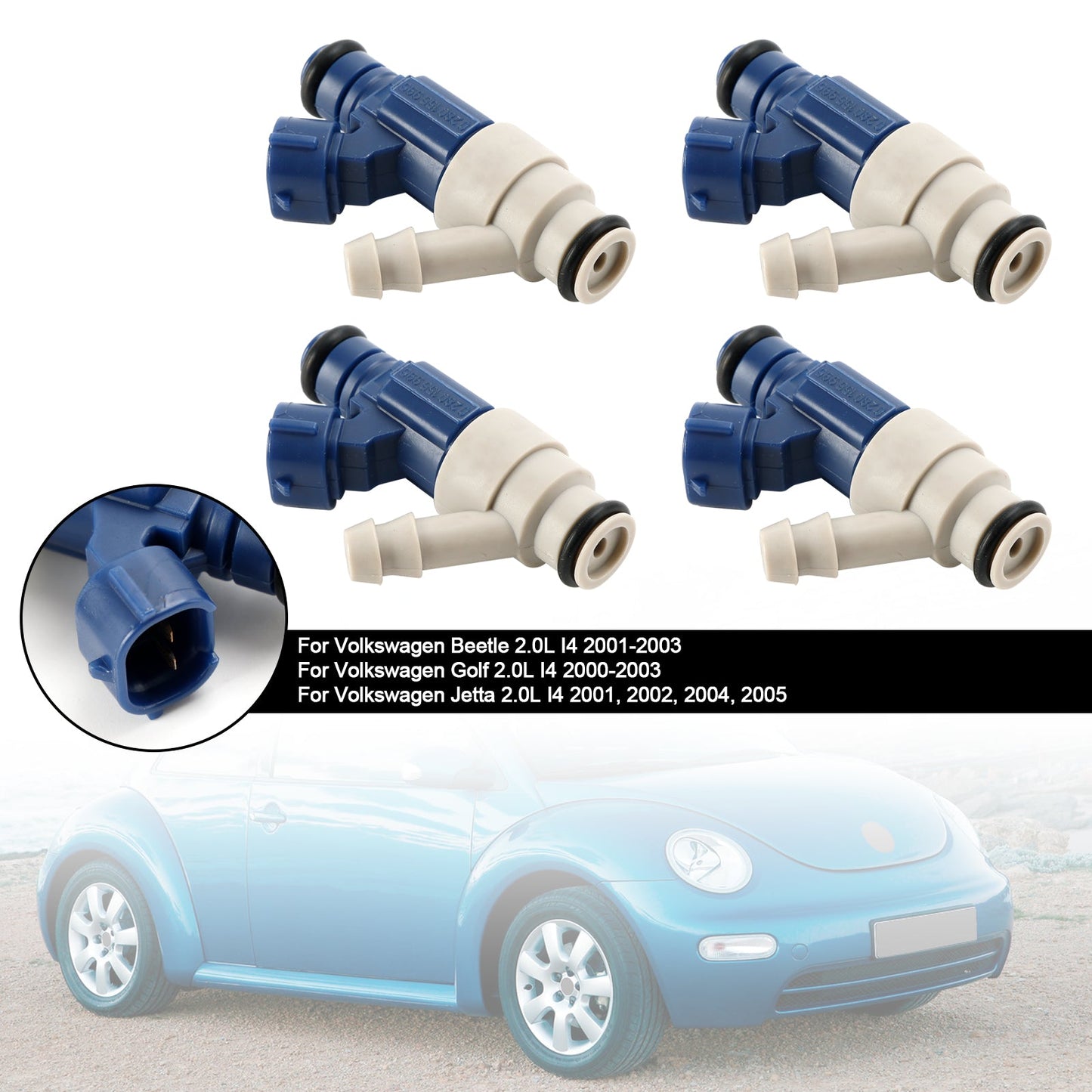 VW Golf Beetle Jetta 2.0L I4 2000-2005 4PCS Fuel Injector 0280155995