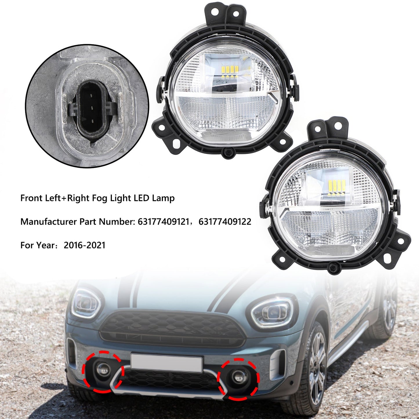 Front Bumper Left Fog Light 63177409121 For BMW Mini Countryman F60 2016-2021