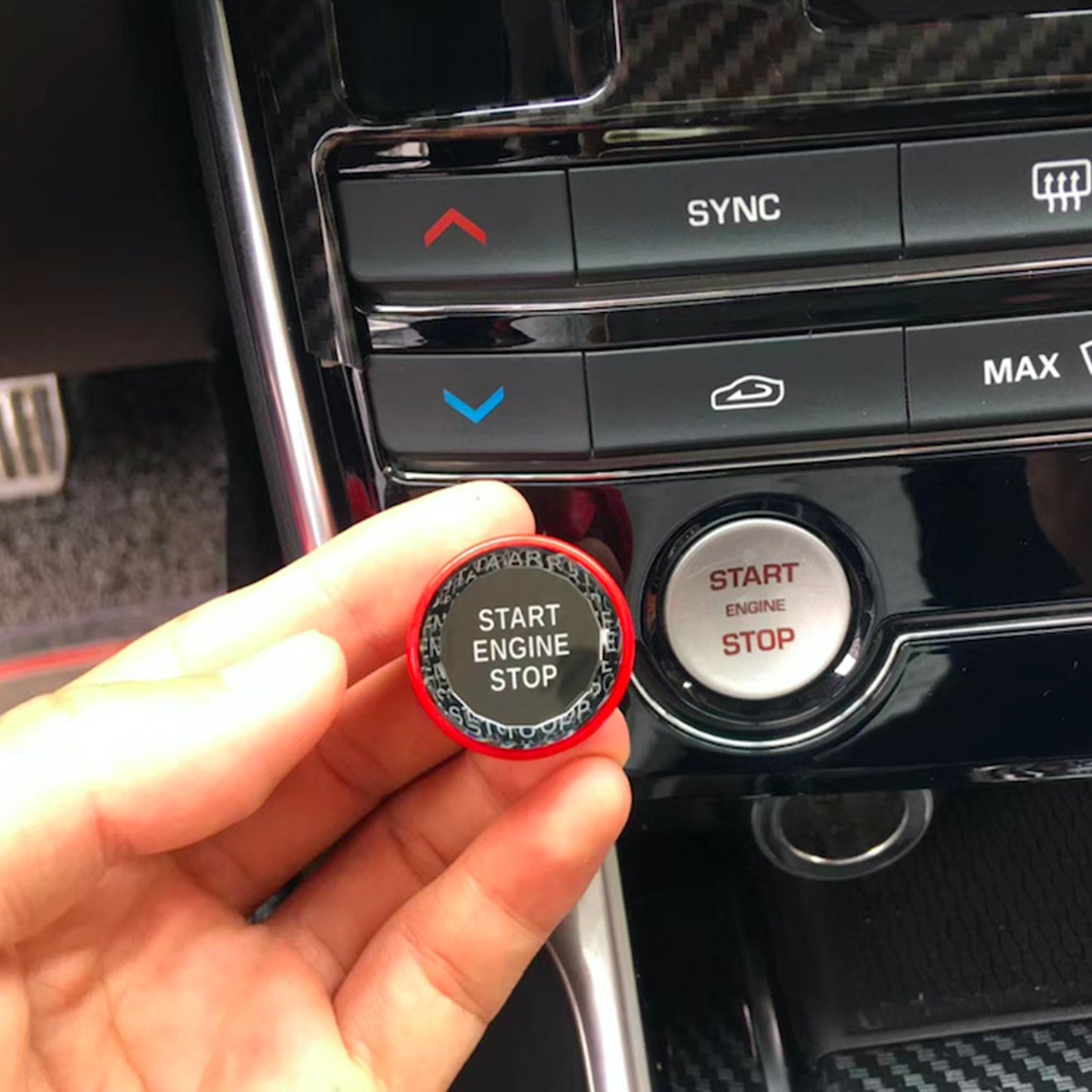 Engine Start Stop Push Button Knob Switch Decor Cover Fit For Jaguar XF XE F-Pace BLK