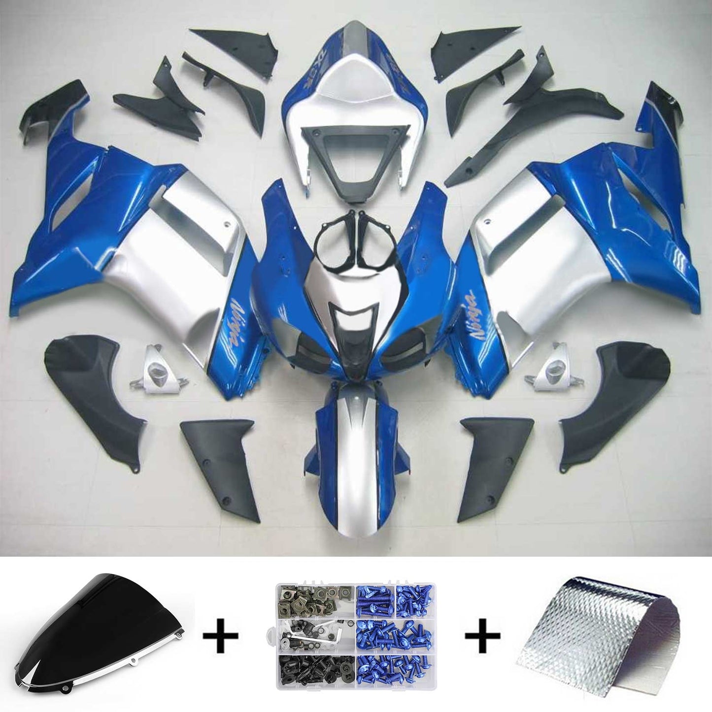 2007-2008 Kawasaki ZX6R 636 Amotopart Injection Fairing Kit Bodywork Plastic ABS #114