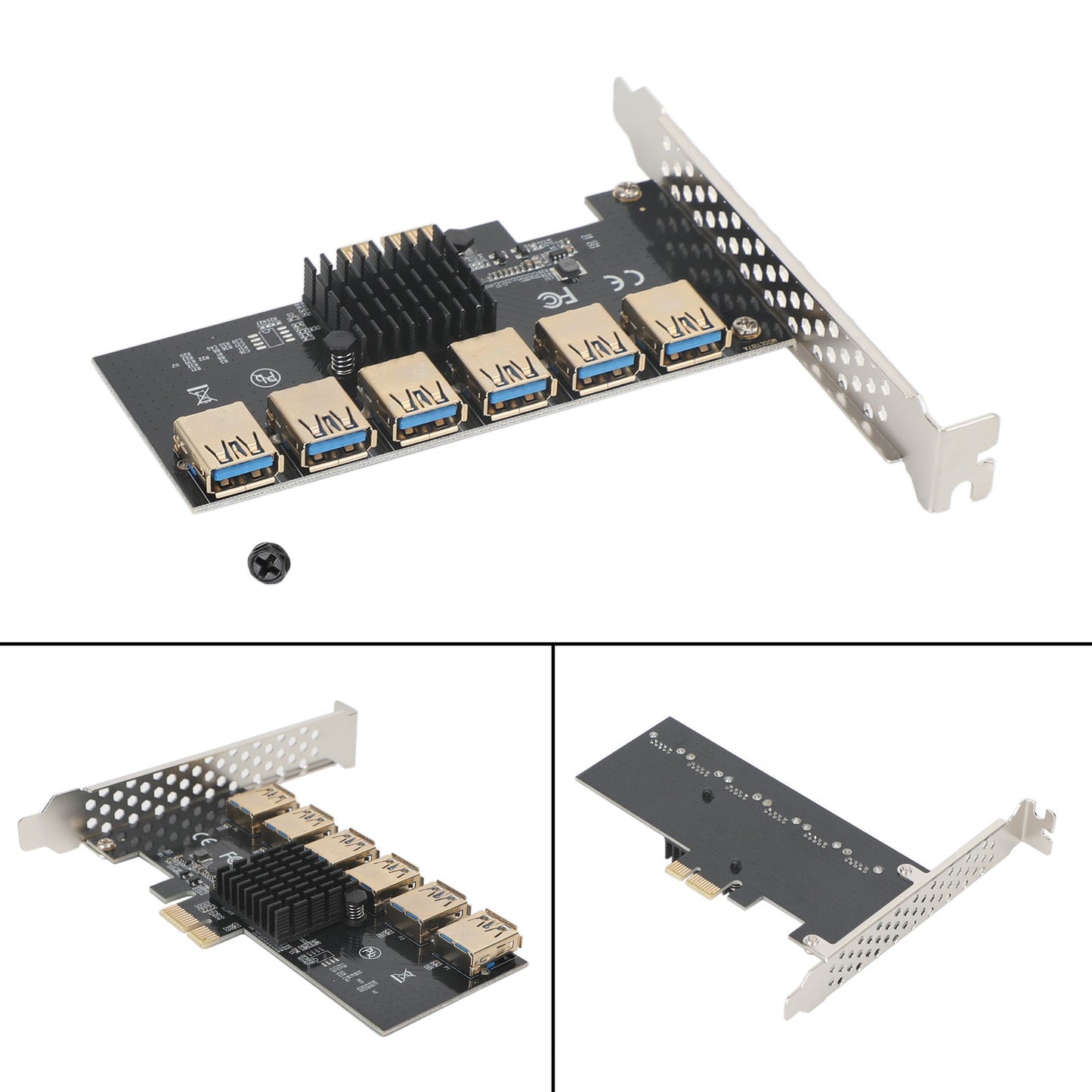 PCI-E 1 to 6 Riser Card USB 3.0 Adapter Multiplier Card fit for Bitcoin Mining