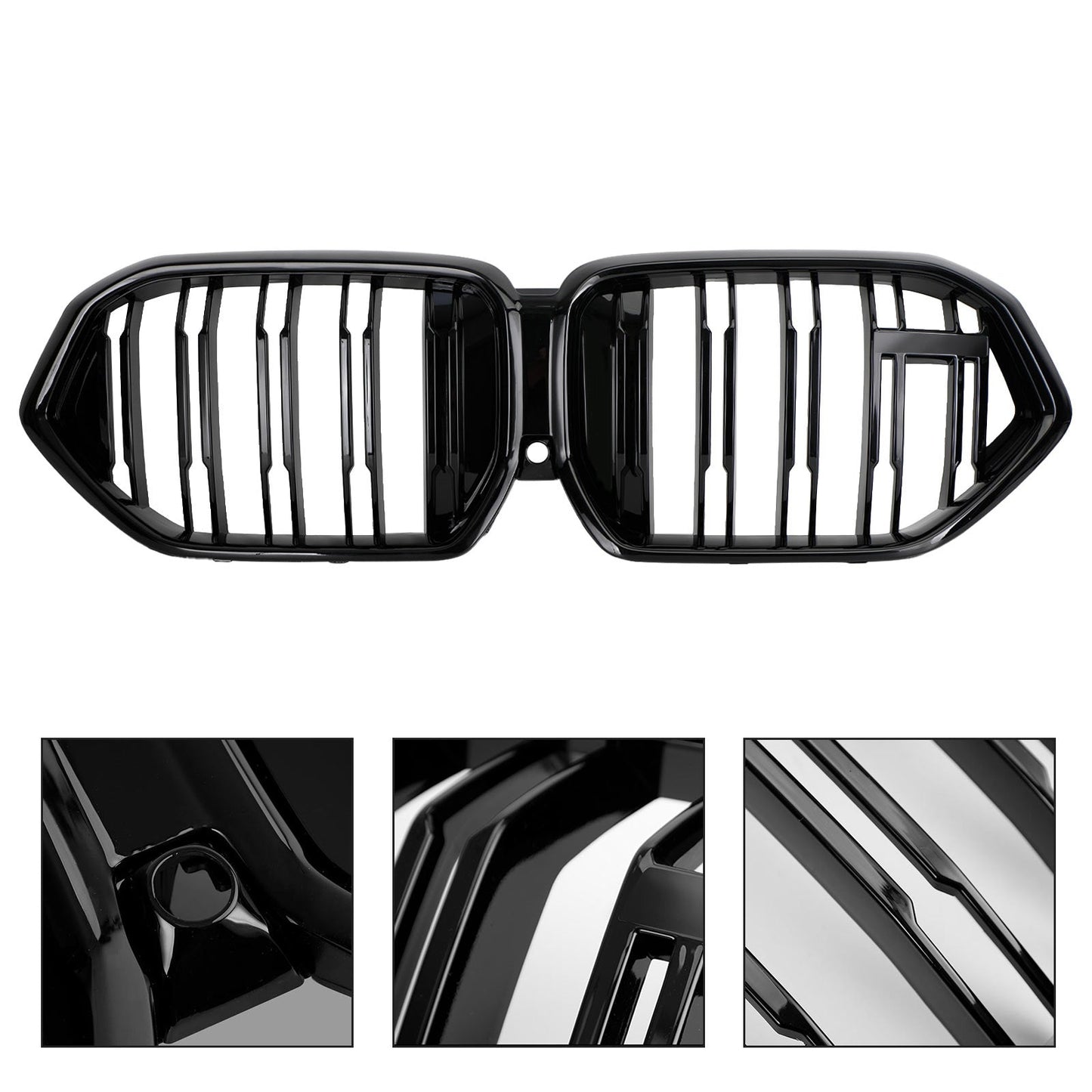 Front Bumper Grille Grill Fit BMW X6 G06 M50i 2020-2022 W/Camera Hole Black