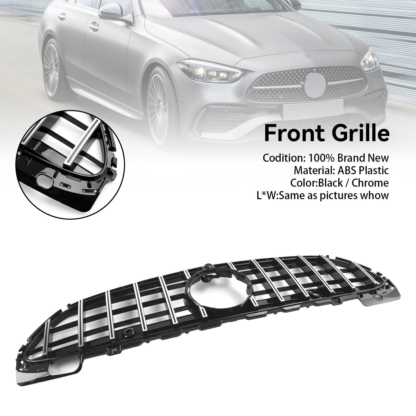 Mercedes Benz W206 2022-2023 GTR Style Front Bumper Grille Grill W/Camera