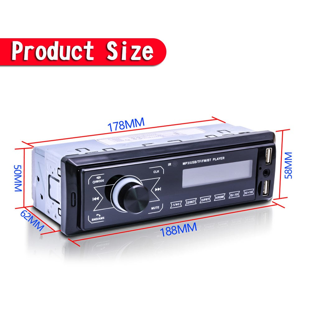 Bluetooth Single 1 Din Car Stereo USB AUX MP3 Player Touch Screen Radio In-Dash