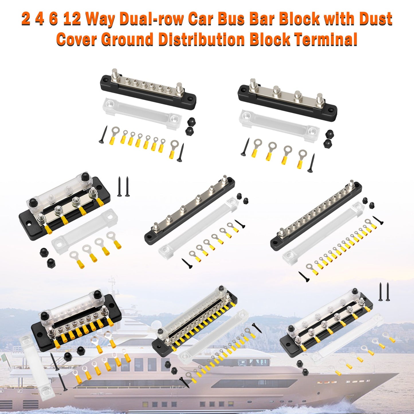 2/4/6/12 Way Dual-row Car Bus Bar Block Distribution Terminal For Auto Marine