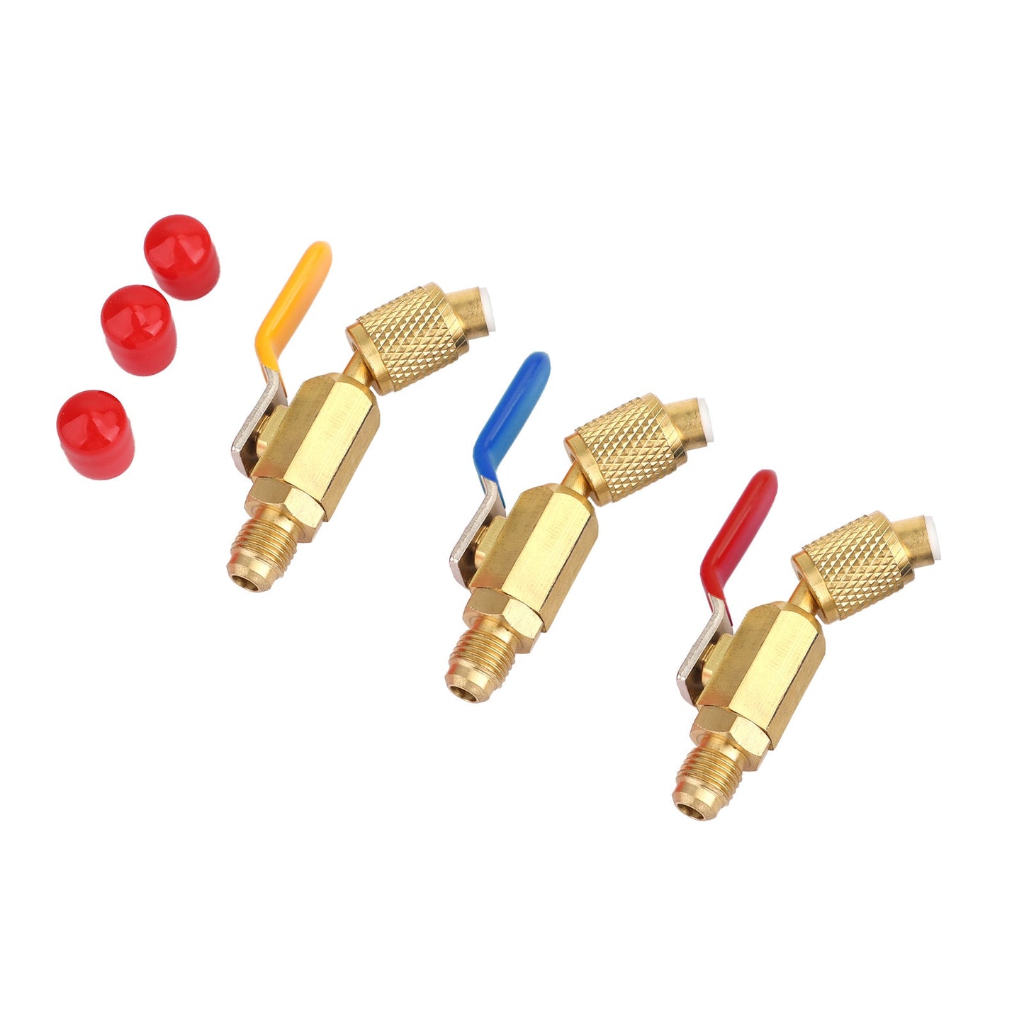 Areyourshop 3Pc Color Coded Shut Valves AC HVAC Refrigeration Charging Hoses For R410A R134A