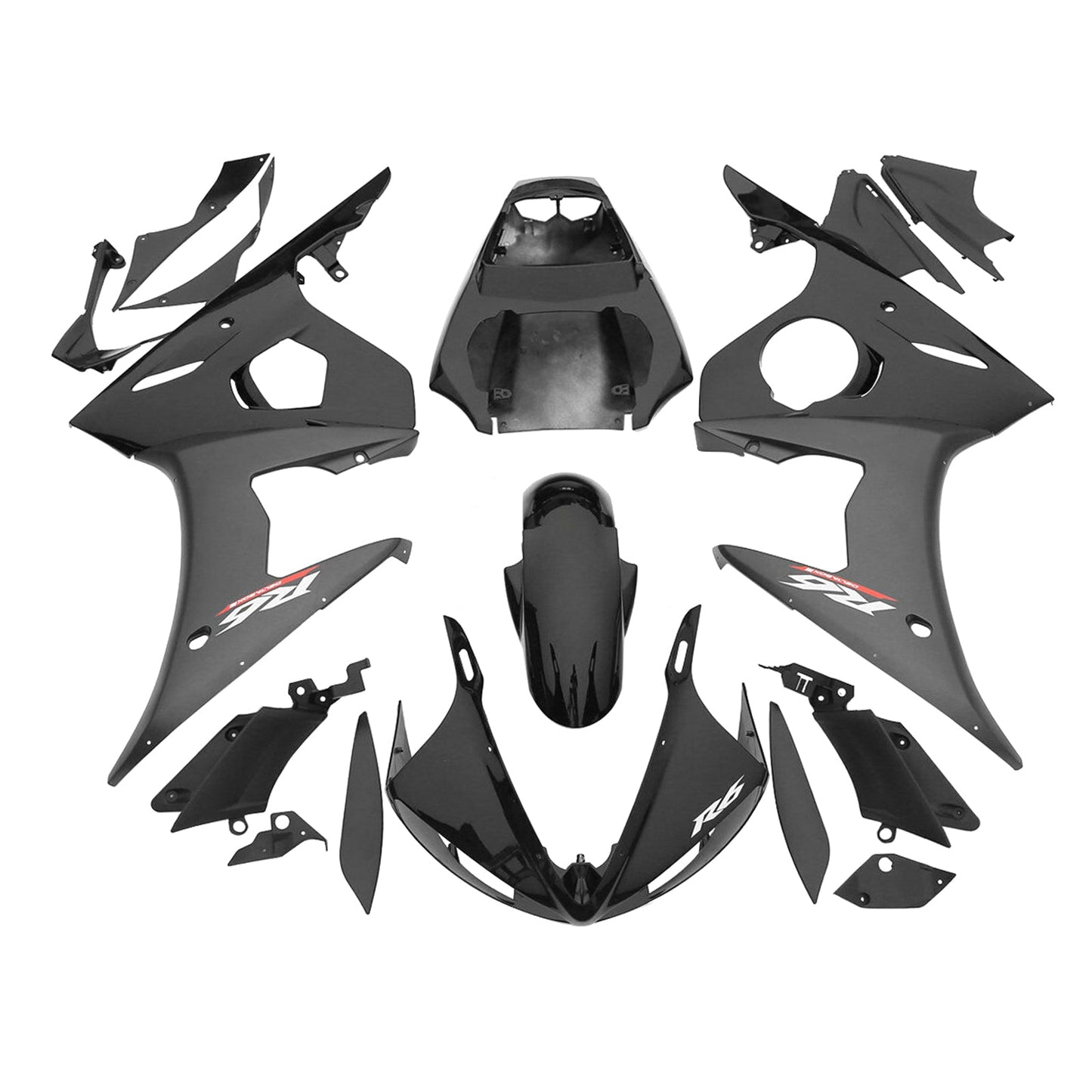 2003-2004 Yamaha YZF R6 2006-2009 R6S Amotopart Black ABS Plastic Fairing Bodywork Set #22