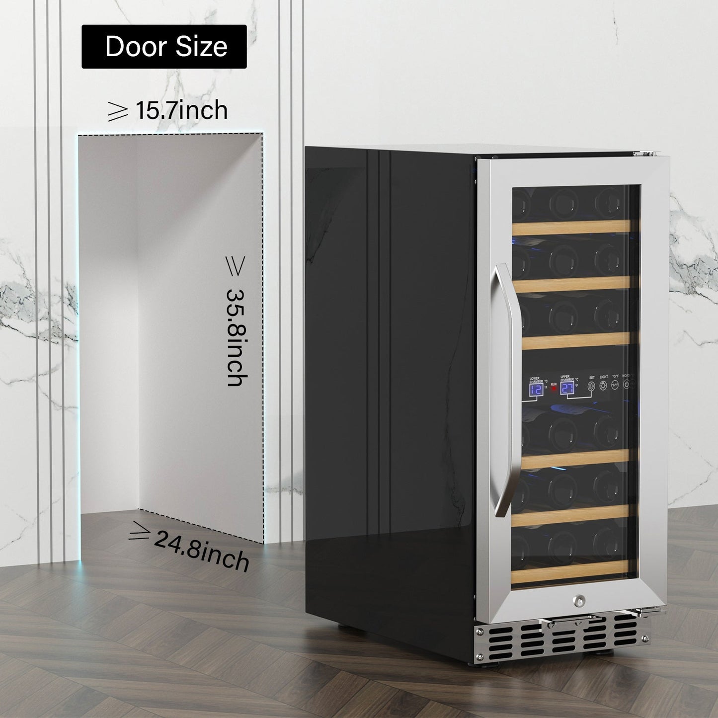 Wine Cooler Fridge 80L 33Bottle Dual Zone Freestanding Built-in Refrigerator