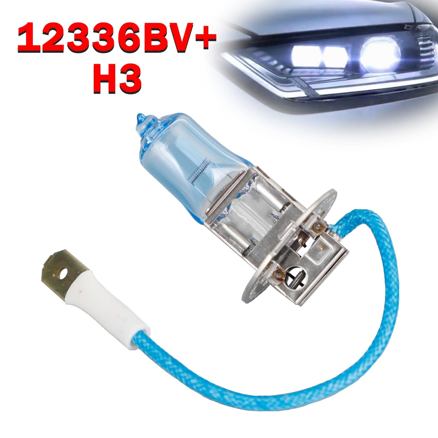 For Philips 12336BV+ BlueVision 4000K Car Headlight Bulbs H3 12V55W PK22S