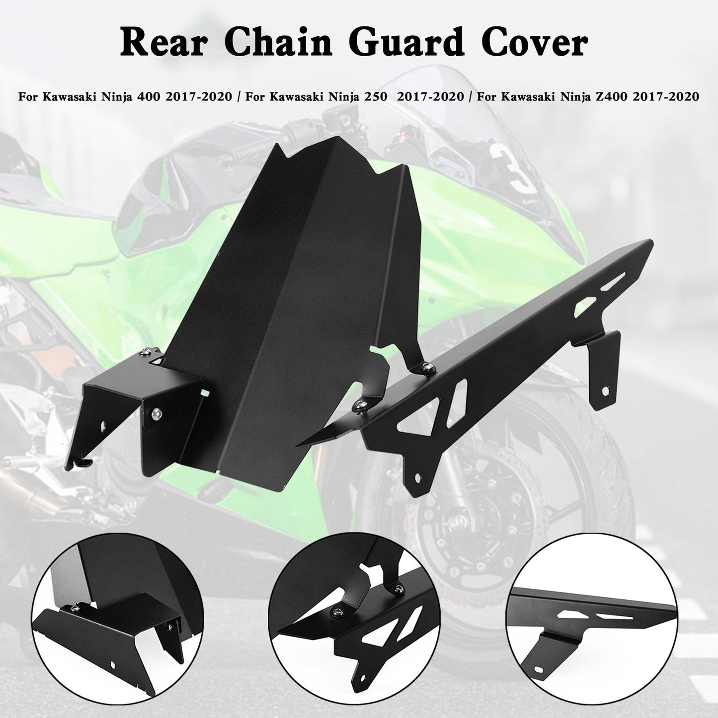 Sprocket Chain Guard Cover For Kawasaki Ninja 400/250 Z400 2017-2020 Black