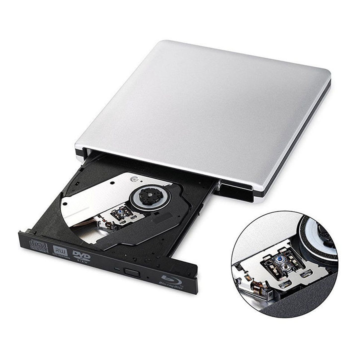 Ultra-Thin Dvd Rw Cd External Optical Drive Portable Type-C Usb Laptop Pc Blk