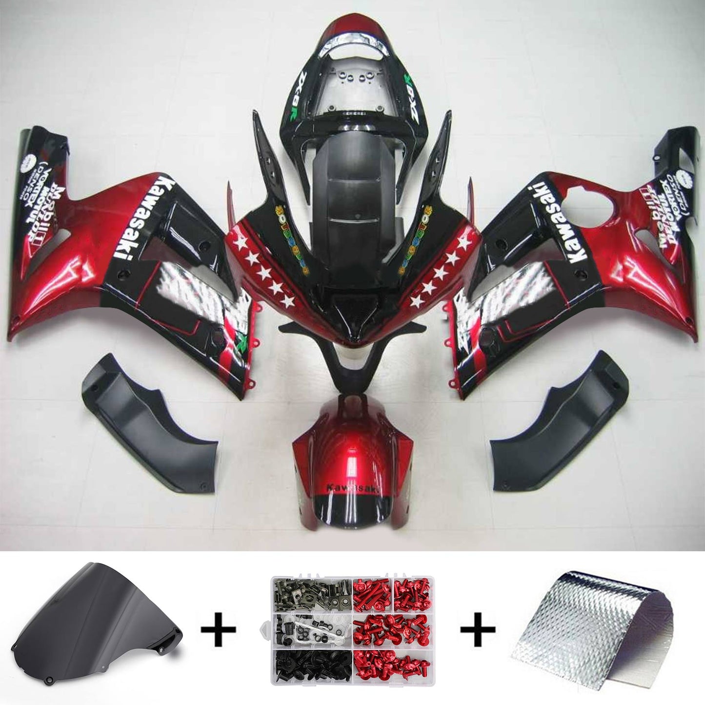 2003-2004 Kawasaki ZX6R 636 Amotopart Injection Fairing Kit Bodywork Plastic ABS #108