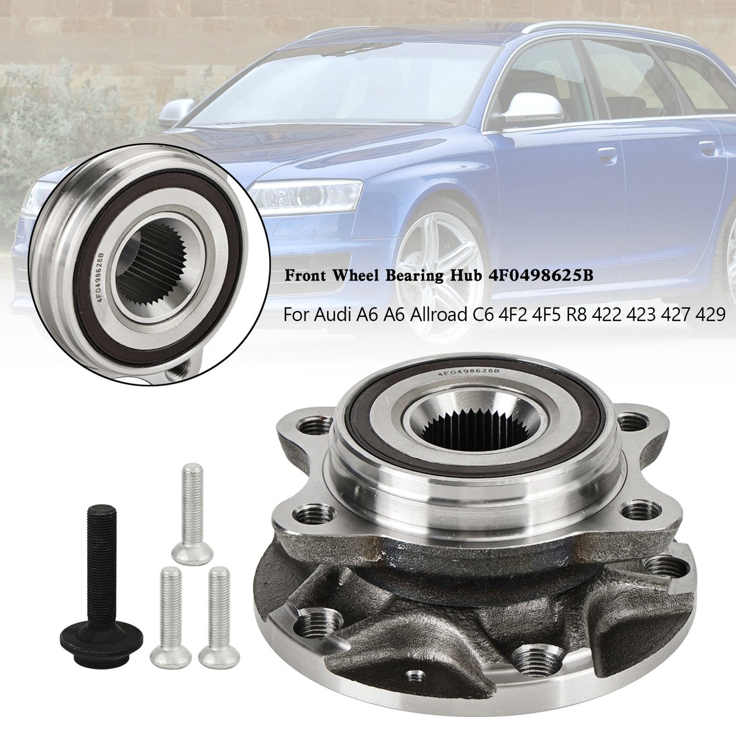 Audi A6 C6 4F2 2004-2008 2.4 Saloon Front Wheel Bearing Hub 4F0498625B Fedex Express