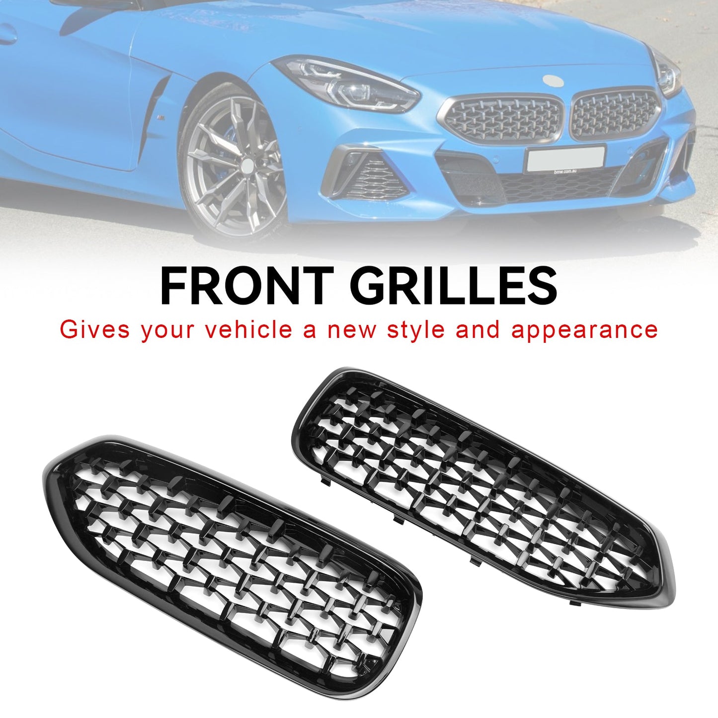 2019-2023 BMW G29 Z4 Diamond Style Gloss Black Front Kidney Grill Grille