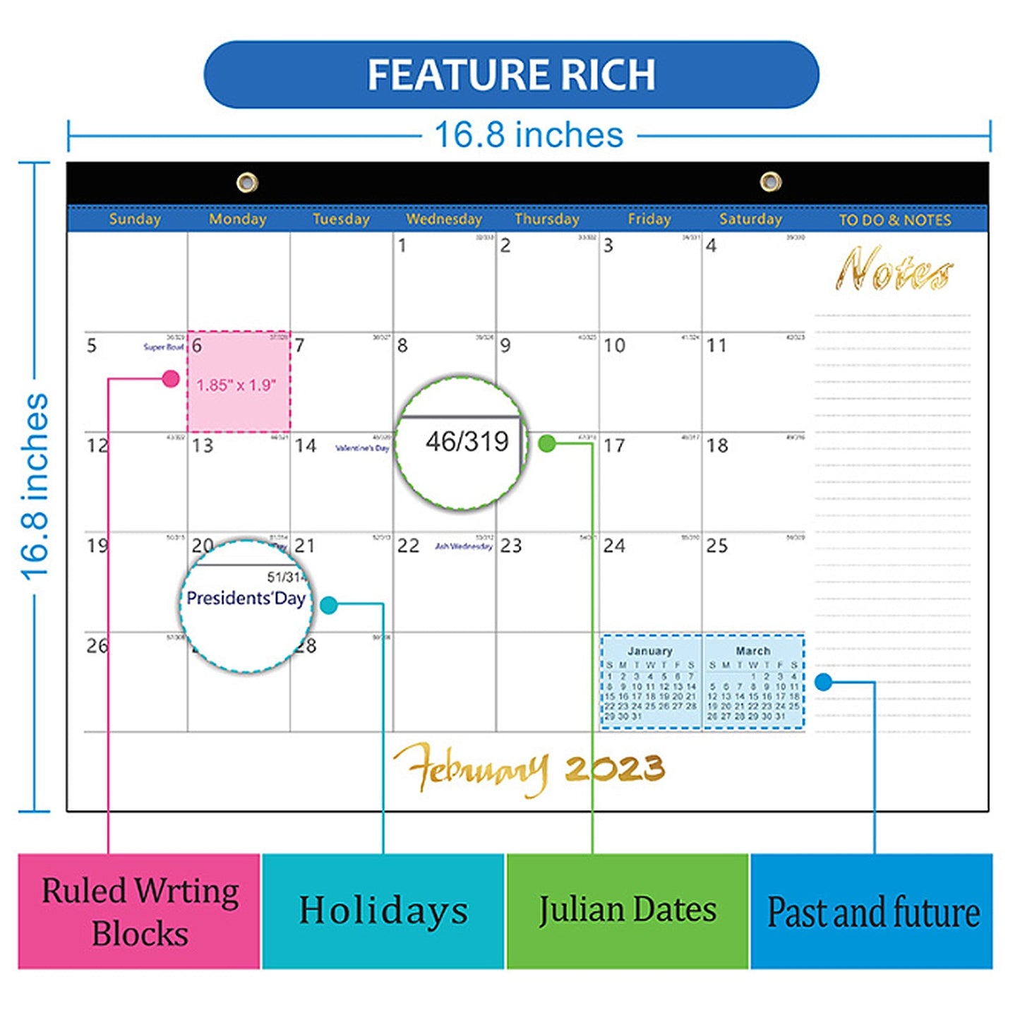 2023.1-2024.6 Calendar Brownline Home Office Monthly Desk Pad Calendar