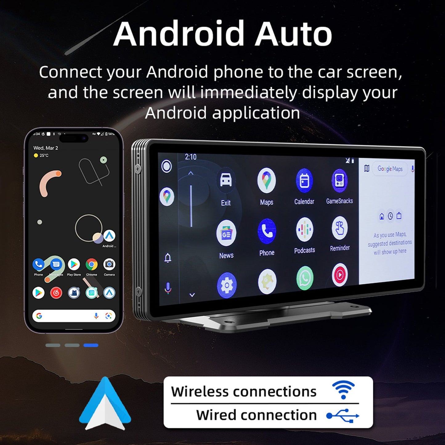 Wireless Carplay Bluetooth Stereo Radio FM Car MP5 Player + 4 LED Camera 10.26"