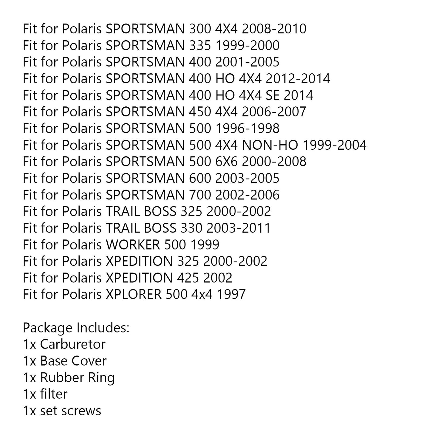 Carburetor Carb for Polaris RANGER 500 1999-2009 SPORTSMAN 500 1996-1998