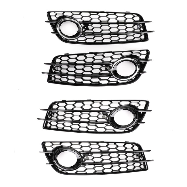 2008-2012 A4 S-LINE S4 Fog Light Grill Replacement Grille Bumper Audi Honeycomb Style
