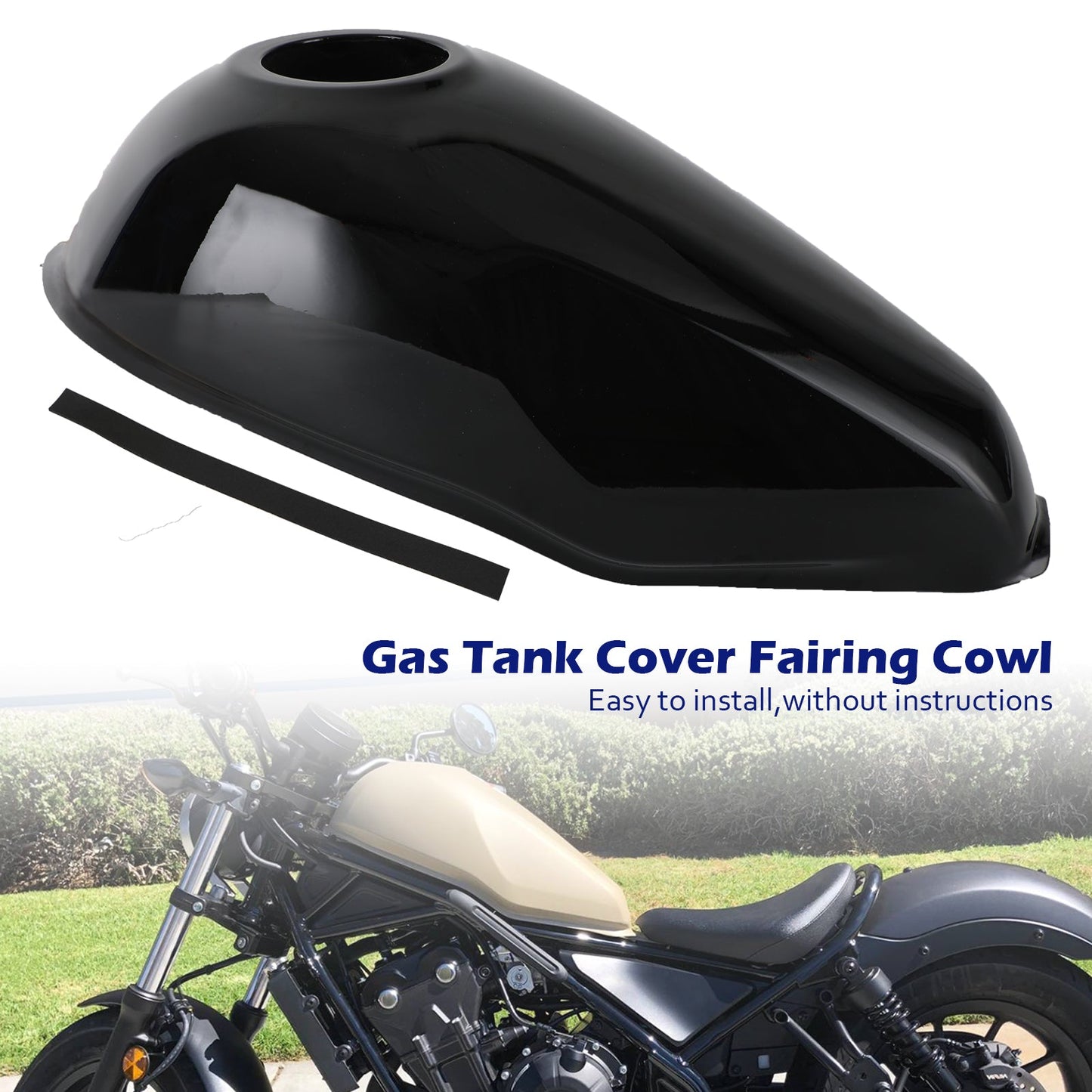 Gas Tank Cover Trim Fairing Cowl for Honda Rebel CMX300 CMX500 2017-2022 Black