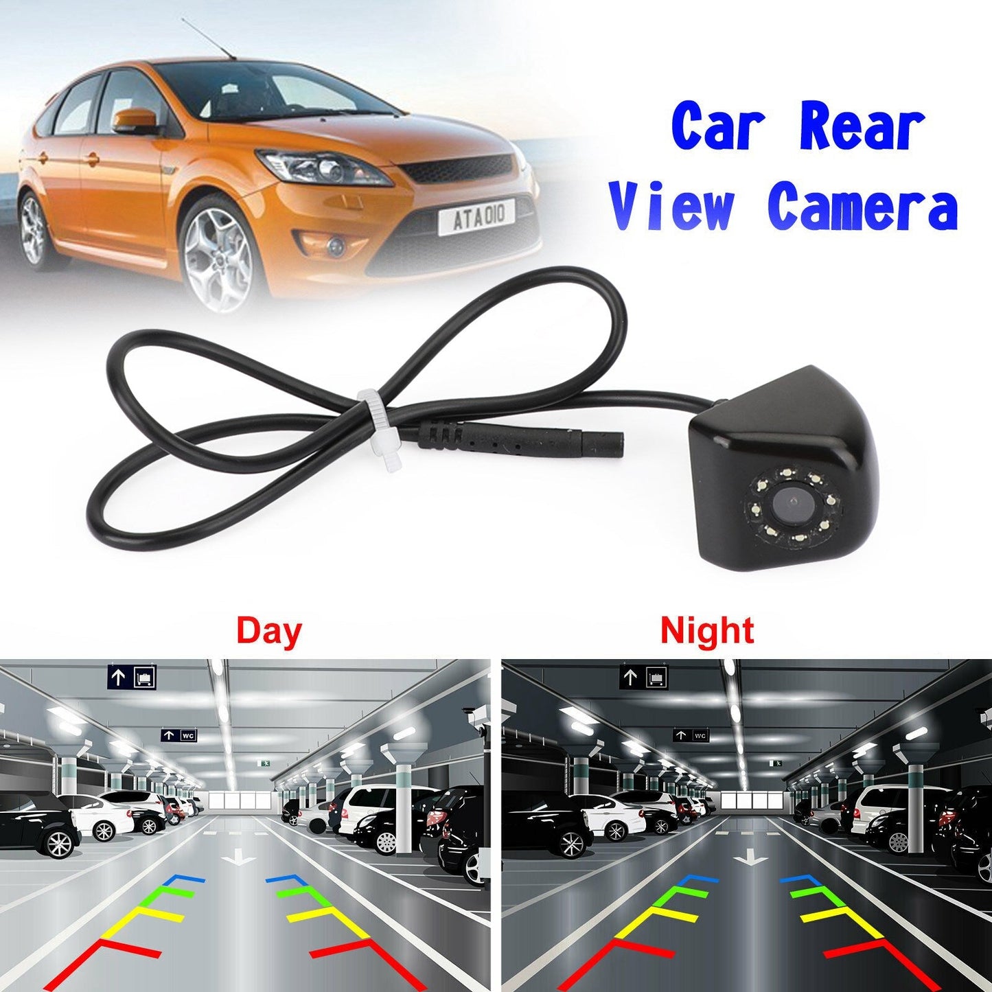 170o Car Rear View Reverse Backup Parking Camera Waterproof Night View HD CMOS