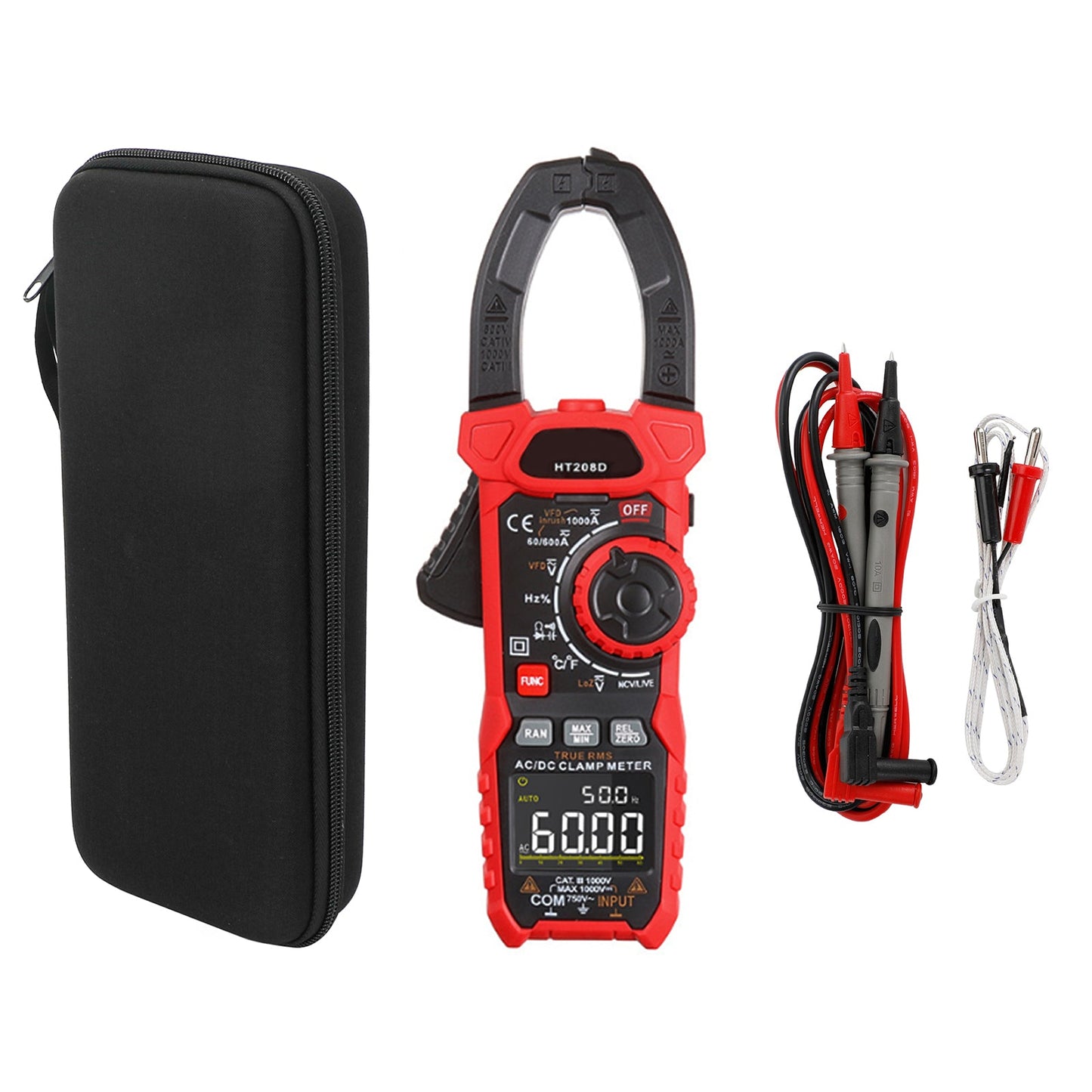 HT208D Digital Clamp Meter AC DC 6000 Counts Ture RMS Multimeter Tester