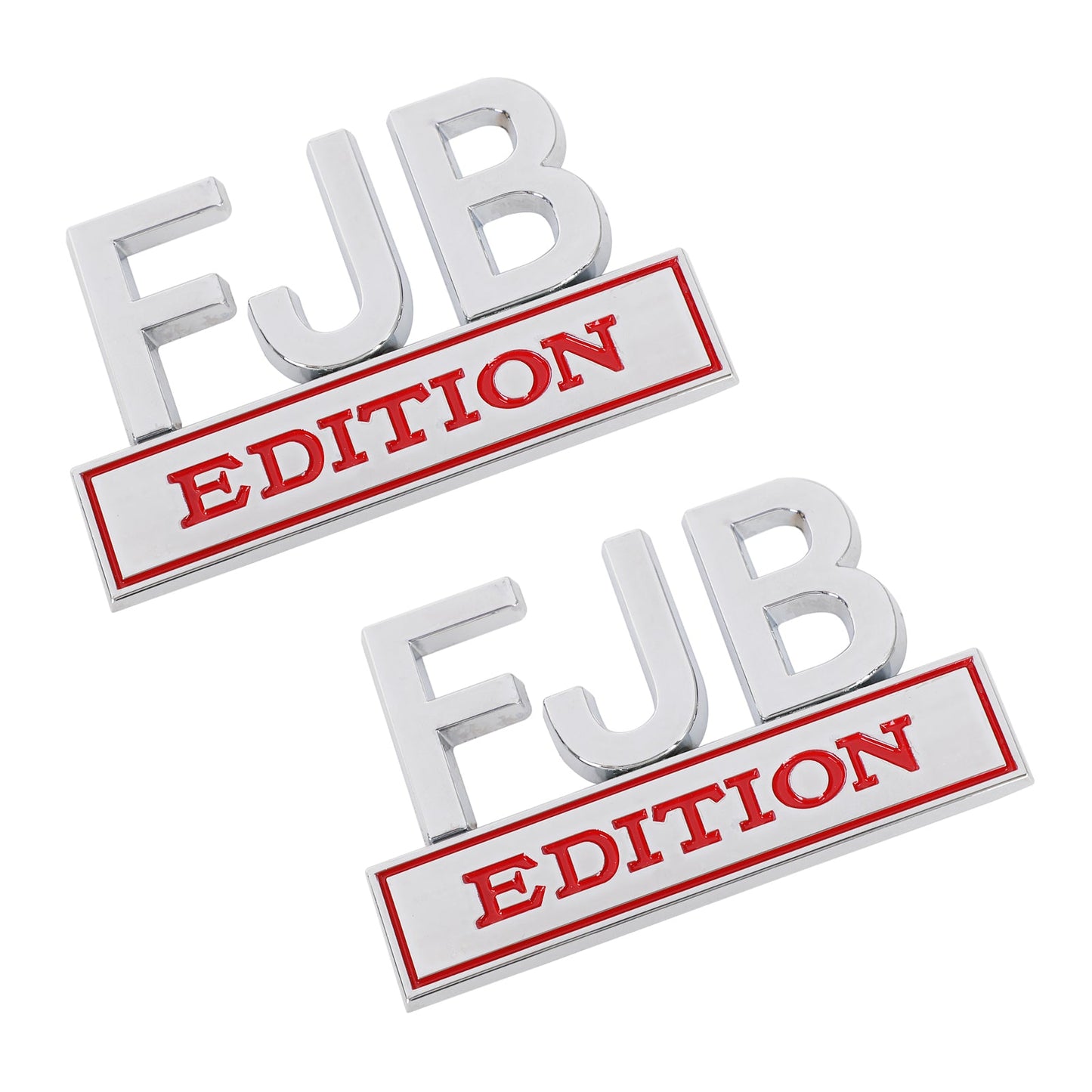 2× FJB EDITION 3D Emblem Badge Truck Car Decal Bumper Sticker Sliver & Red