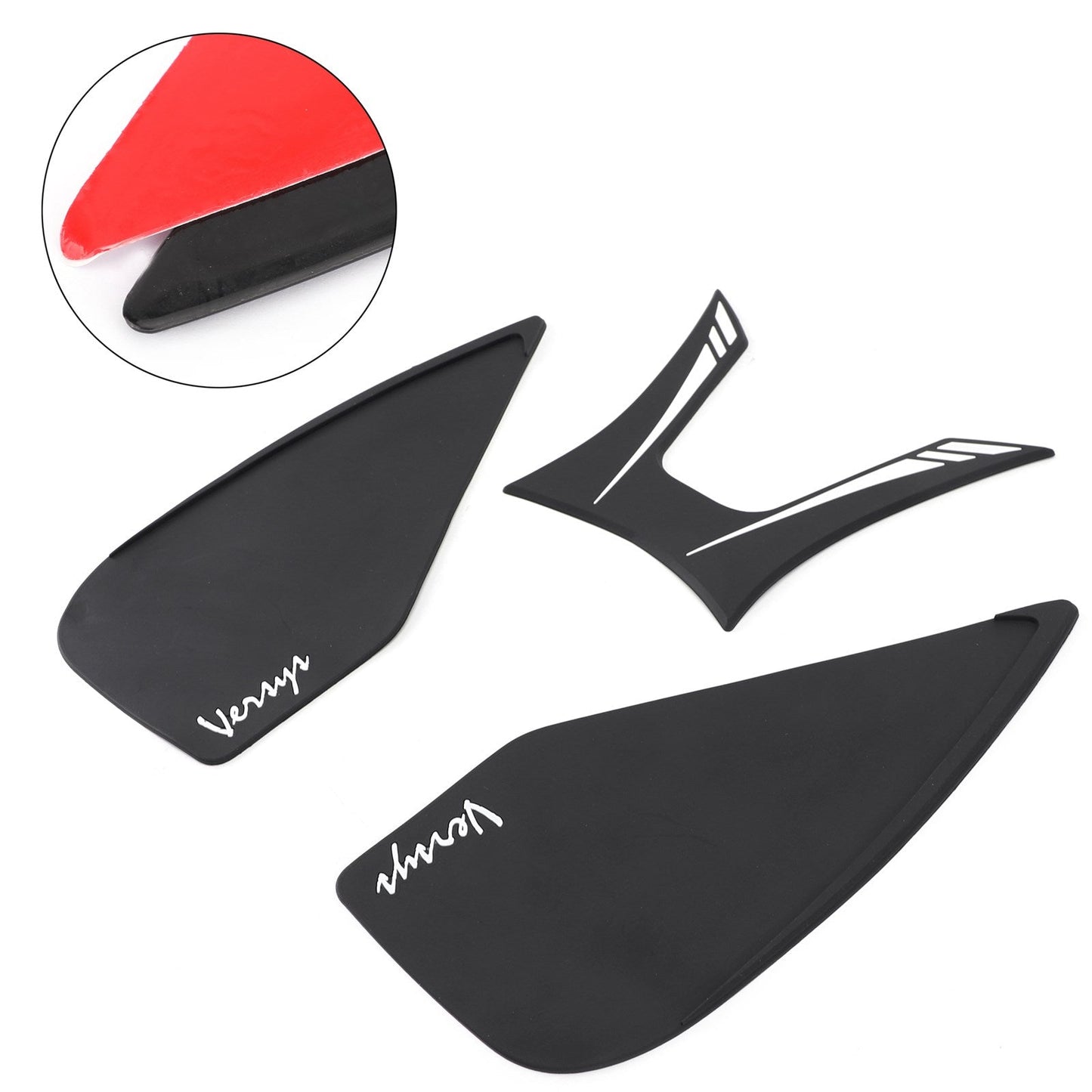 3X Side Tankpad Fuel Tank Protector Fit For Kawasaki Versysx300 17-20 Rubber