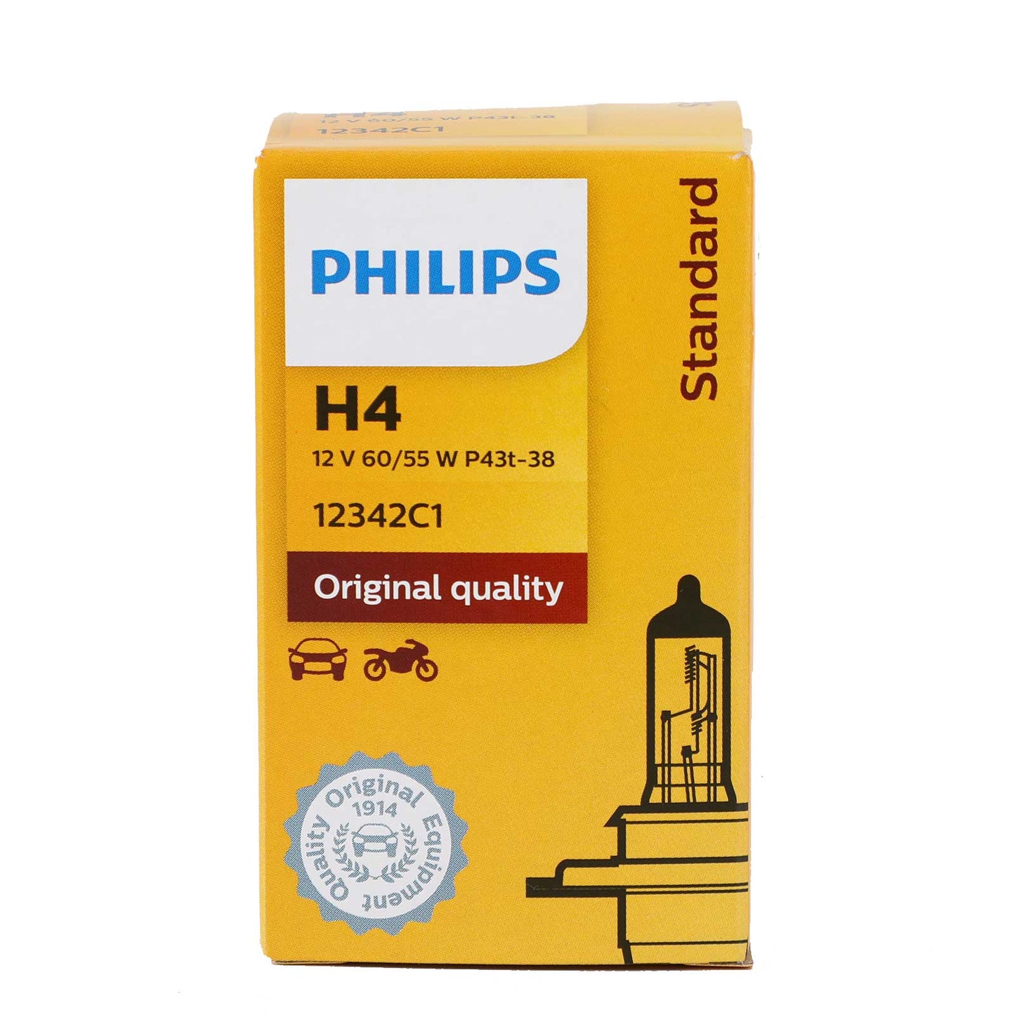 For Philips H4 Standard Halogen Headlight 12V 60/55W P43T 12342C1