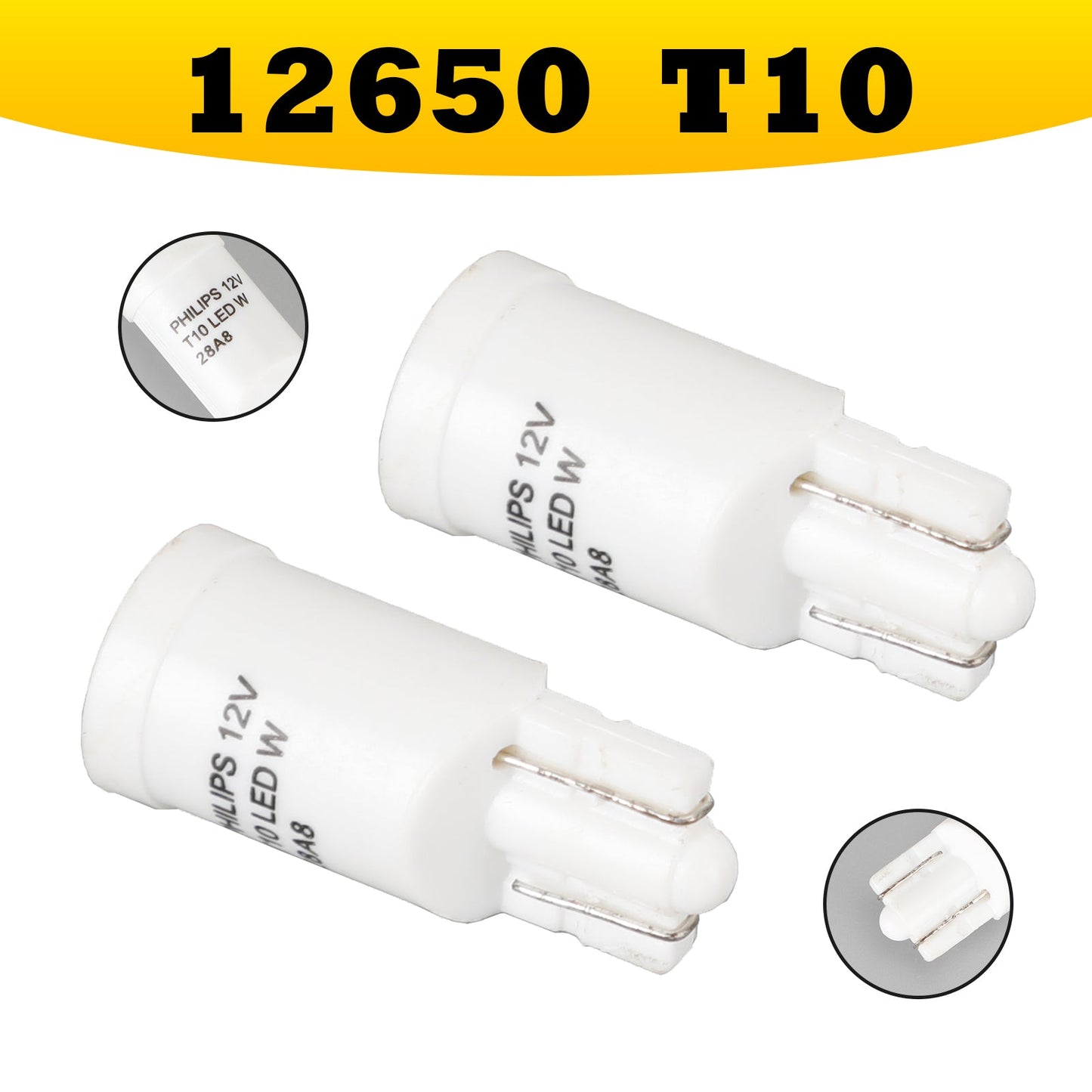 For Philips 12650 WLED B2 Car Hiper White LED T10 12V0.4W W2.1*9.5D