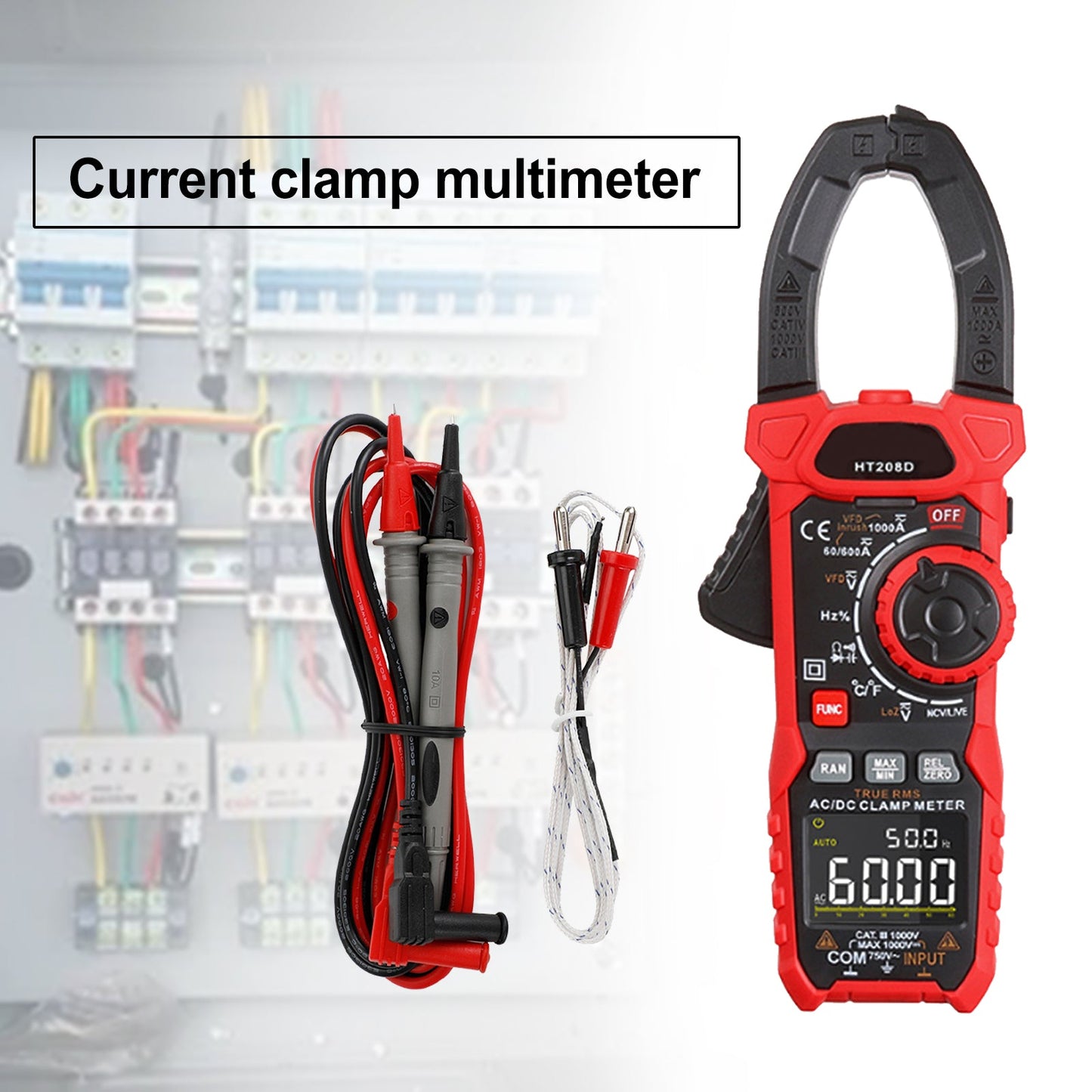 HT208D Digital Clamp Meter AC DC 6000 Counts Ture RMS Multimeter Tester