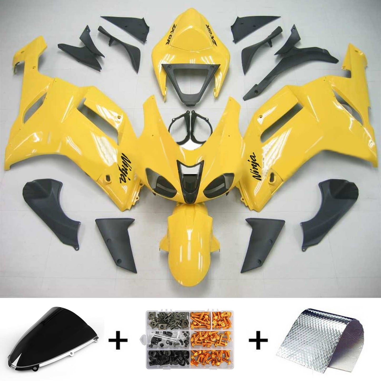 2007-2008 Kawasaki ZX6R 636 Amotopart Injection Fairing Kit Bodywork Plastic ABS #113