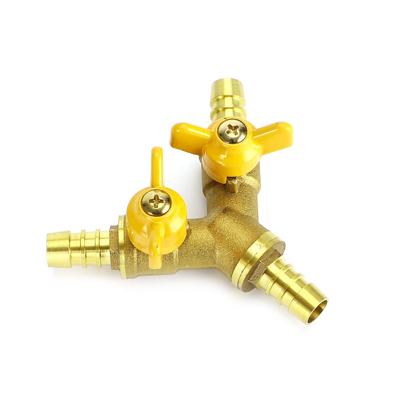 3/8" Hose Barb Ball Valve Y Shaped 3 Way Connector Barb Brass Fitting OD 11mm