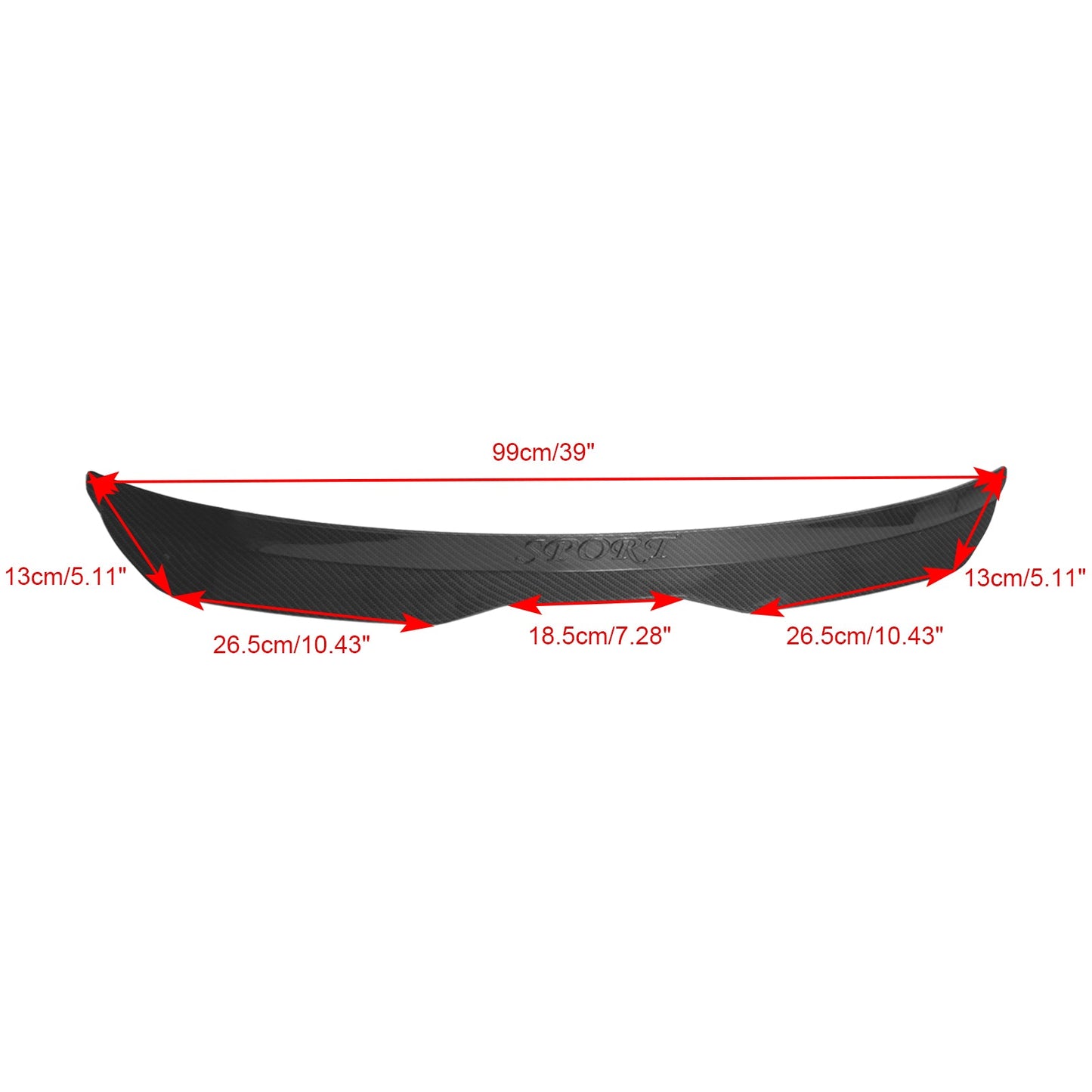 Carbon Fiber Look Car ABS Rear Spoiler Universal Modified Roof Extension Lip Fedex Express