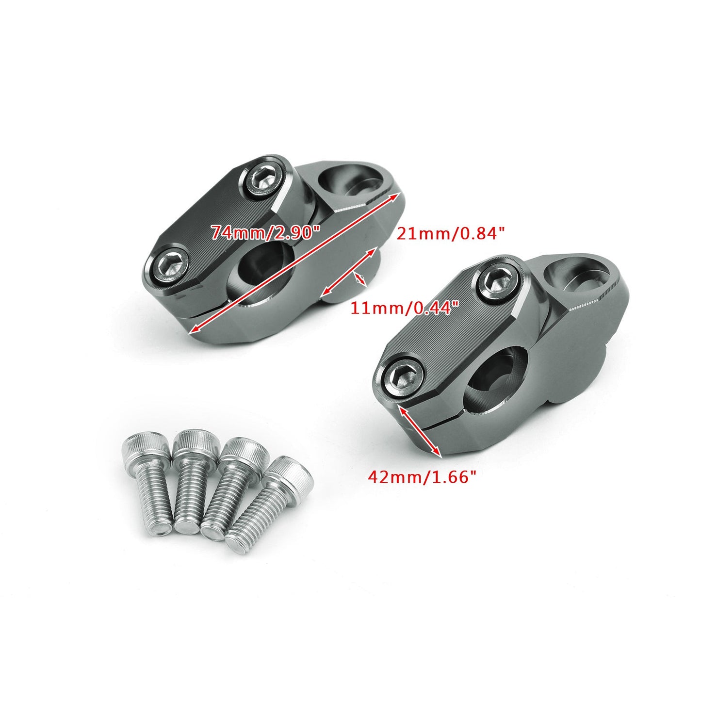 Billet Aluminum 7/8" Handlebar Risers Extensions Kit 22mm For 22mm 7/8 Handlebar Motorcycle Titanium
