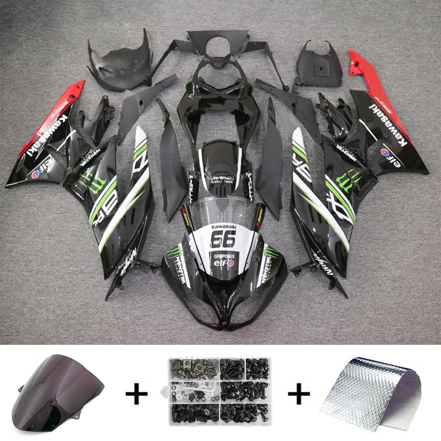 2009-2012 Kawasaki ZX6R 636 Injection Fairing Kit Bodywork Plastic ABS#148