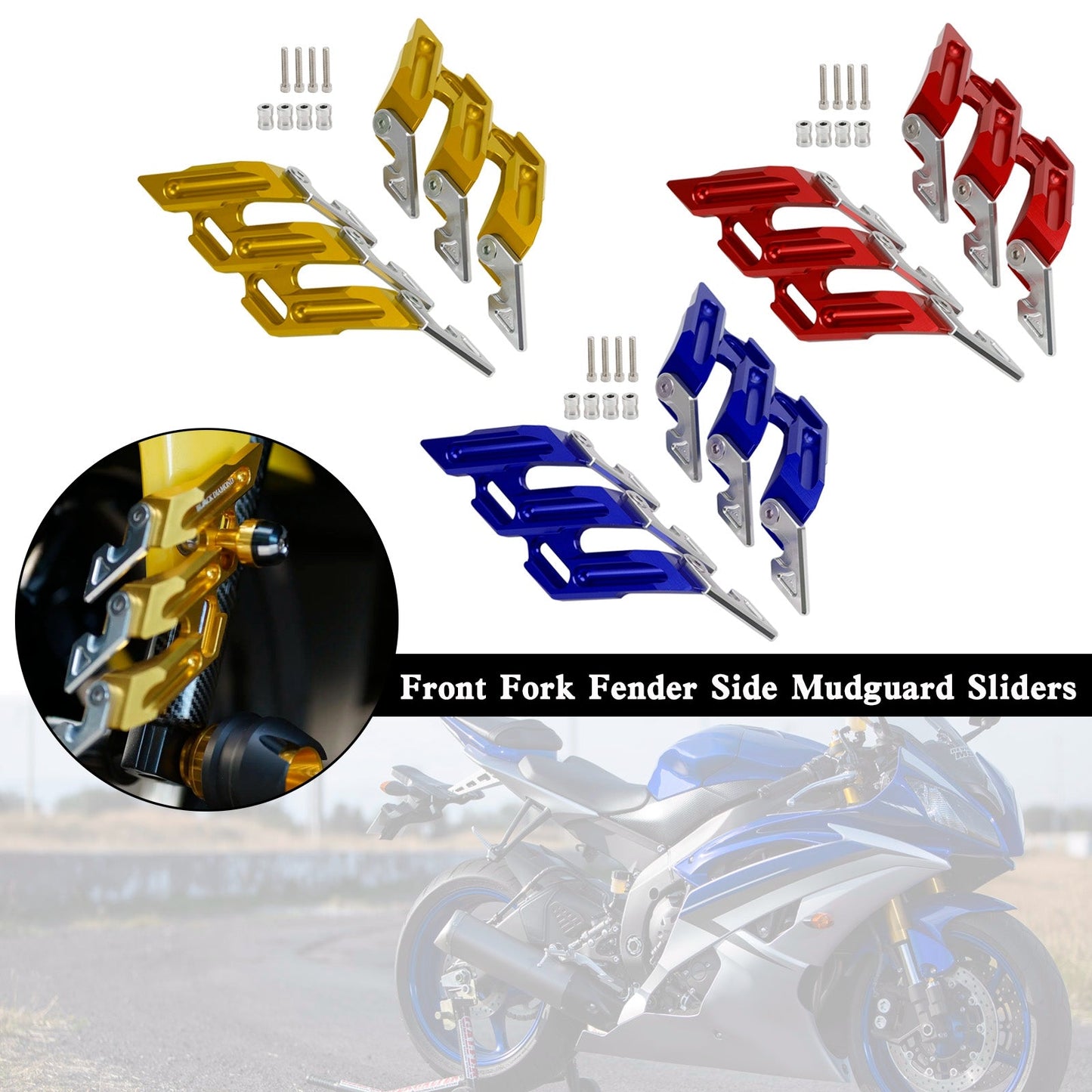 YAMAHA YZF-R15 V3 V4 2018-2022 CNC Front Fork Fender Side Mudguard Sliders